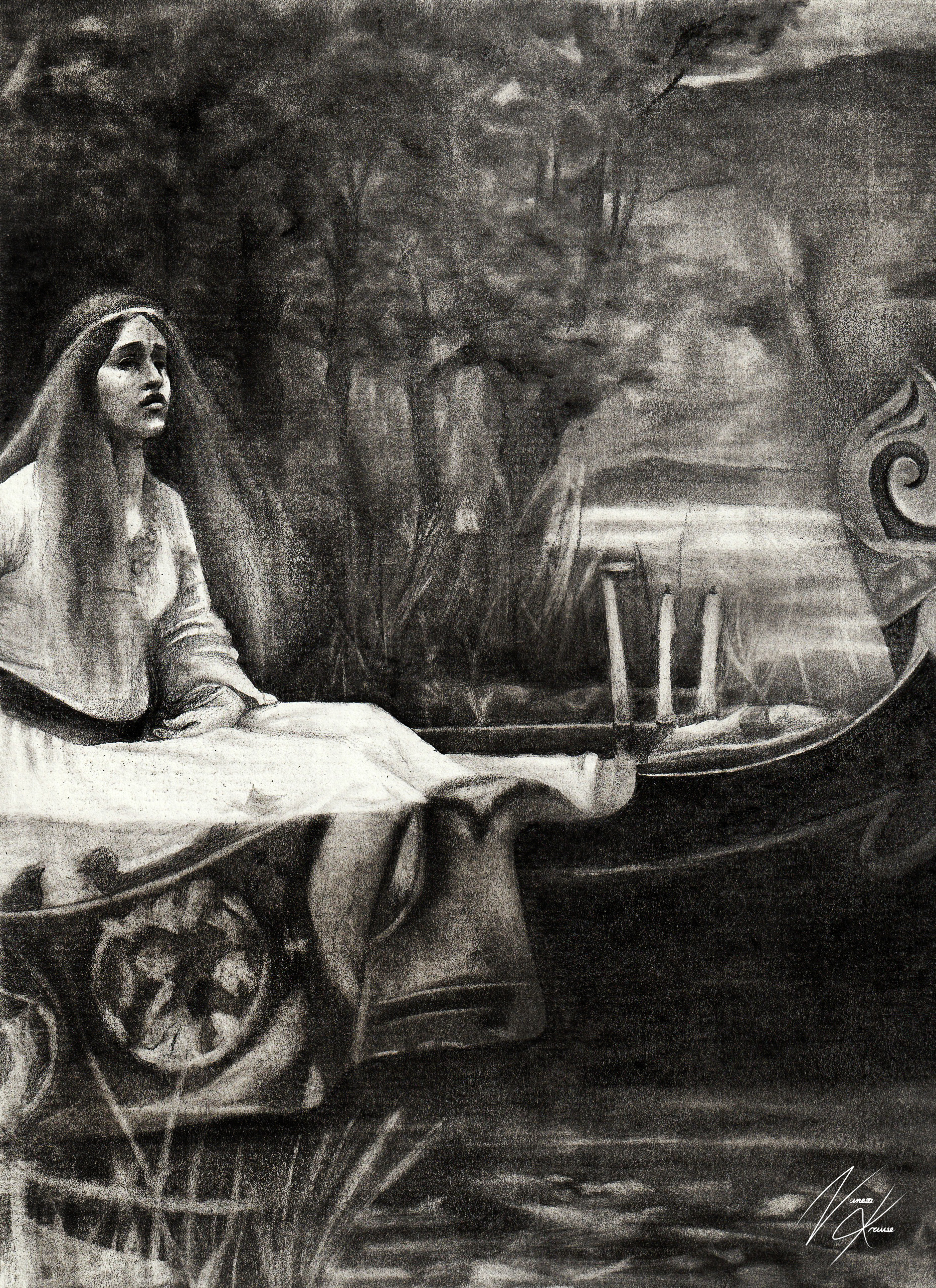 "Lady of Shalott" Studie nach John William Waterhouse, 2022