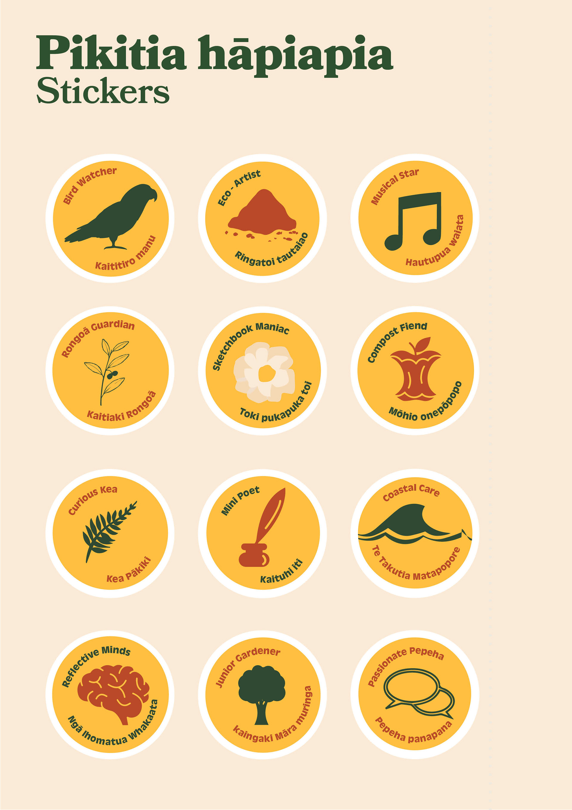 Sticker sheet for tamariki