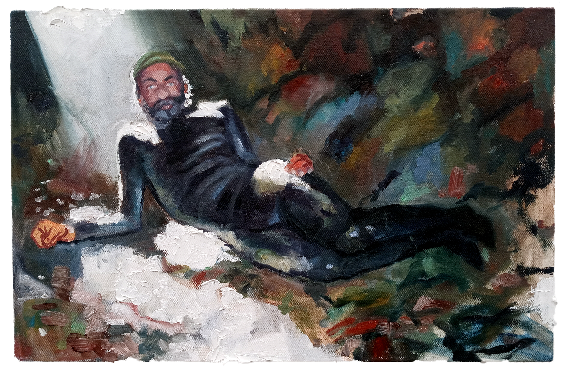 Wetsuit, oil on canvas, 11" x 17", 2022