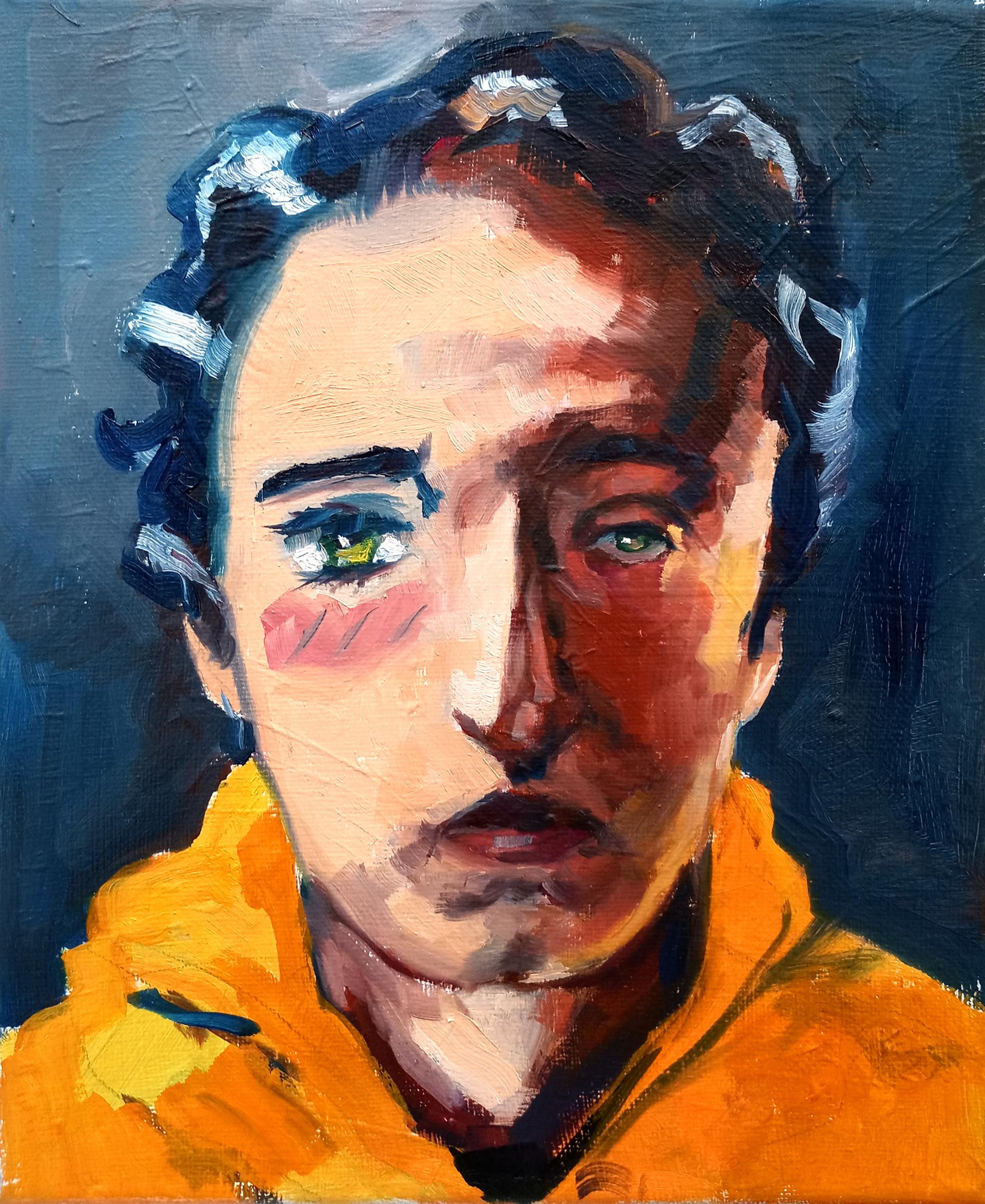 Realistic self portrait, oil on canvas, 8" x 11", 2021