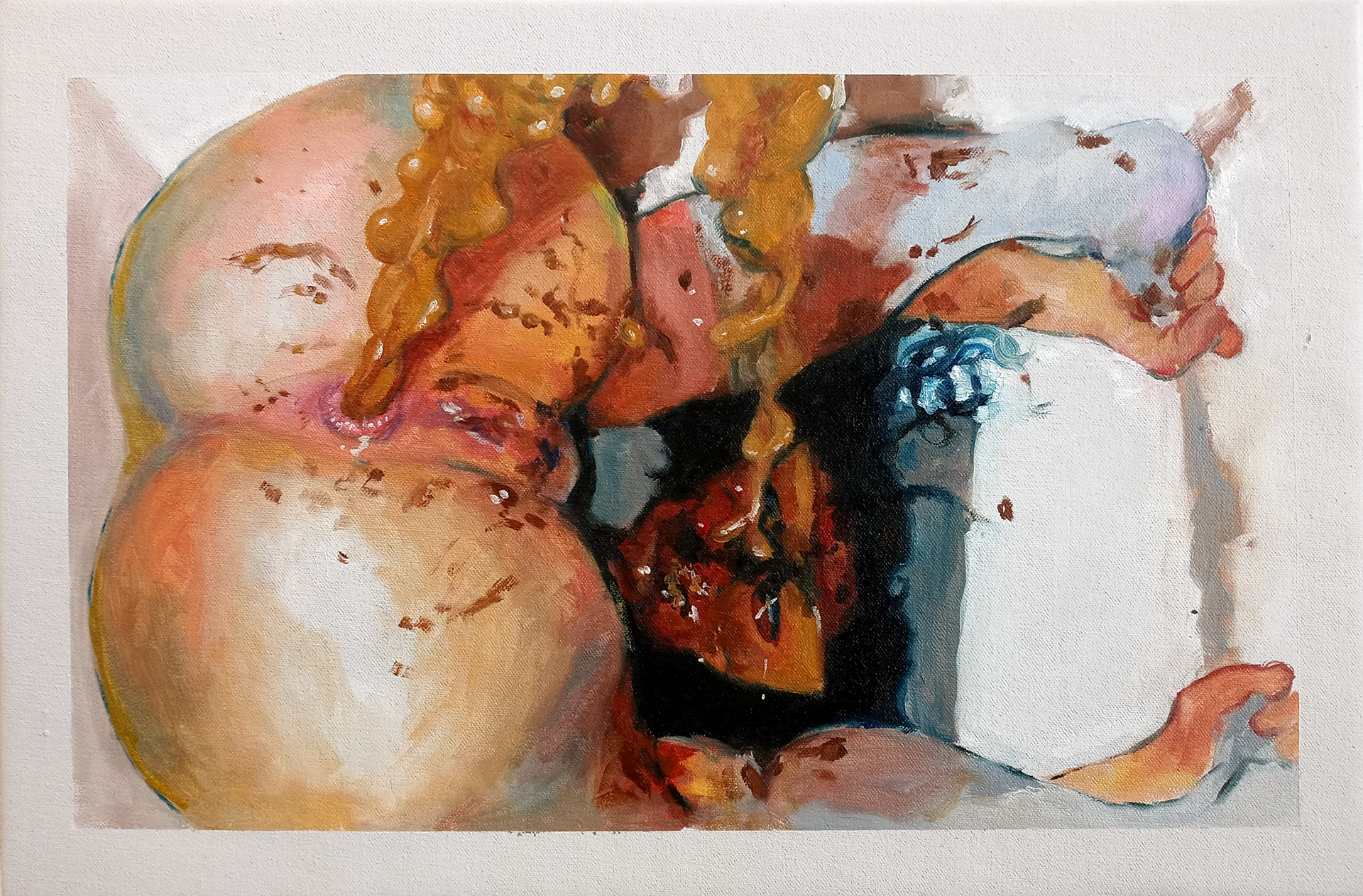 Tubgirl, 2021, oil on canvas, 11" x 17"