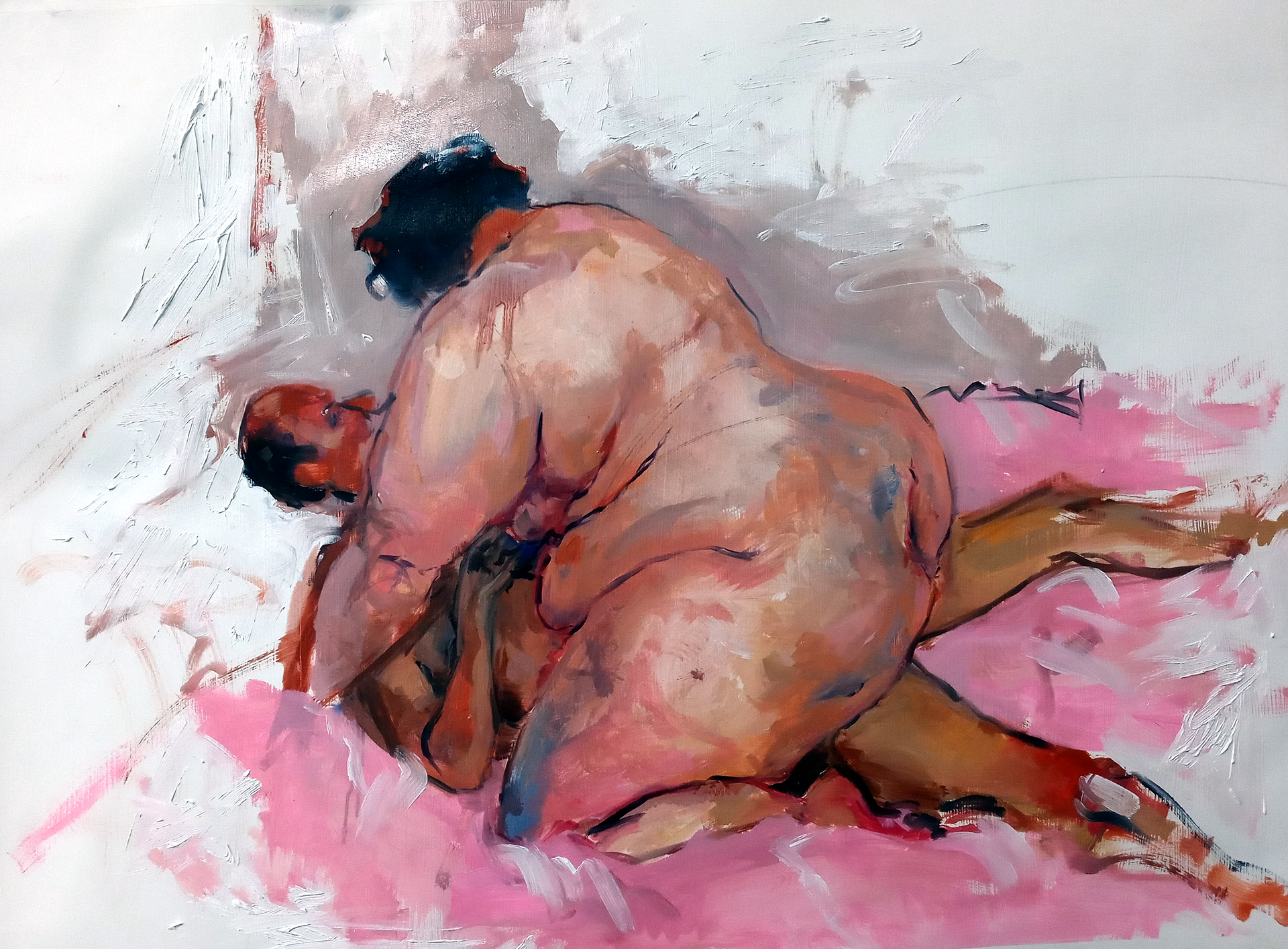 Ambiguous Act, oil on paper, 24" x 19", 2022