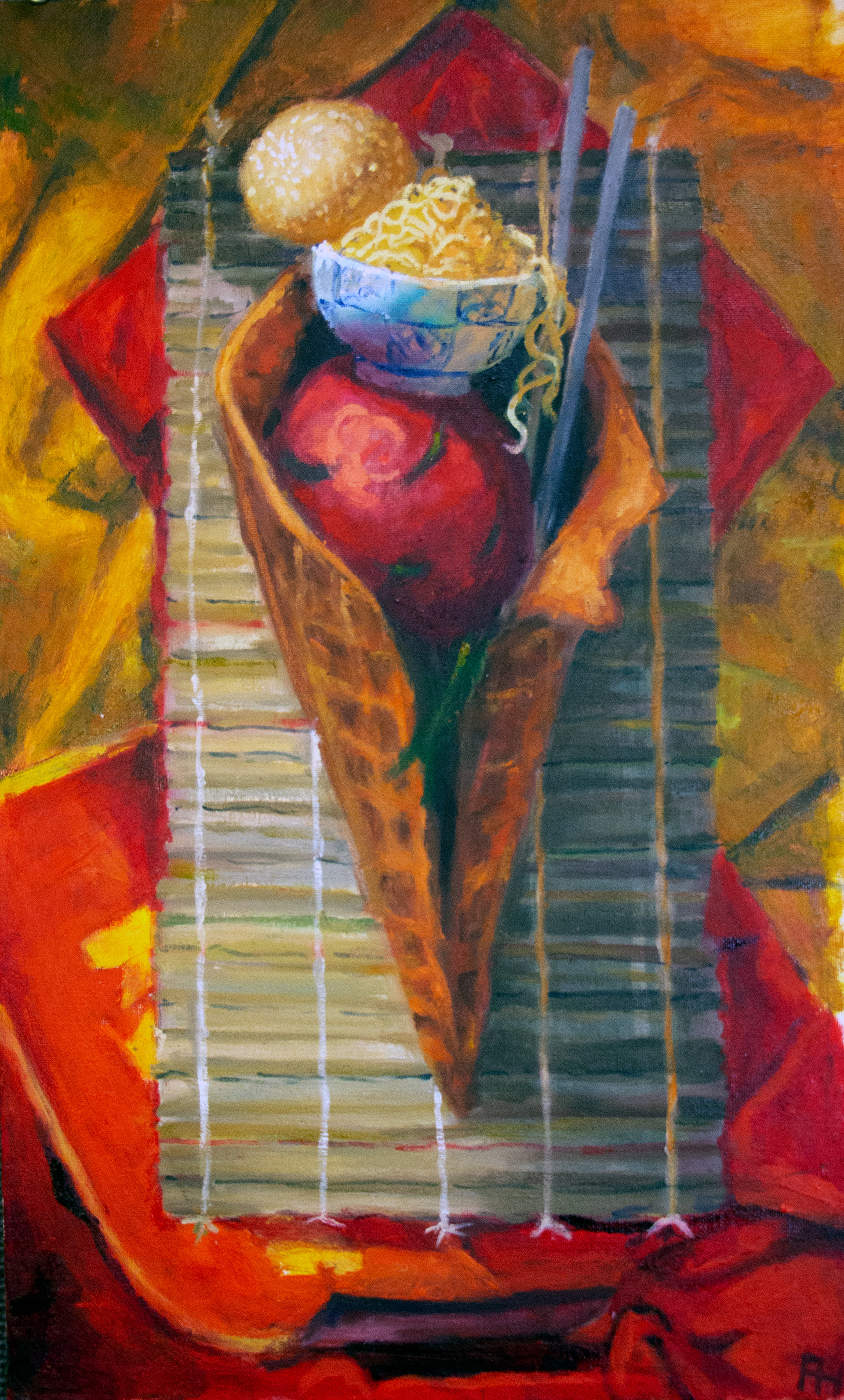 Cone Still Life, 2018, oil on masonite