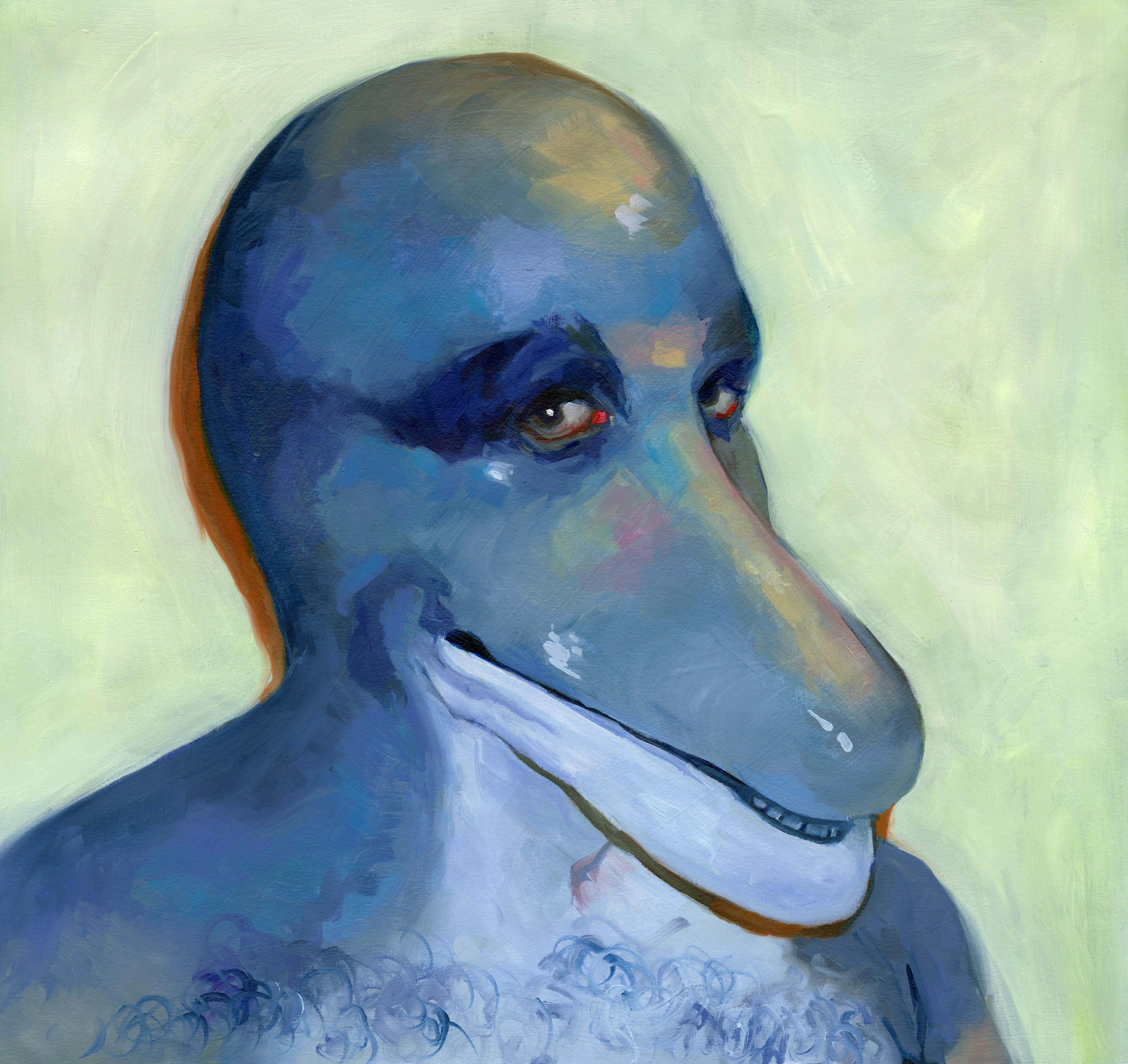 Ocean Man, oil on paper, 13" x 12.5", 2023