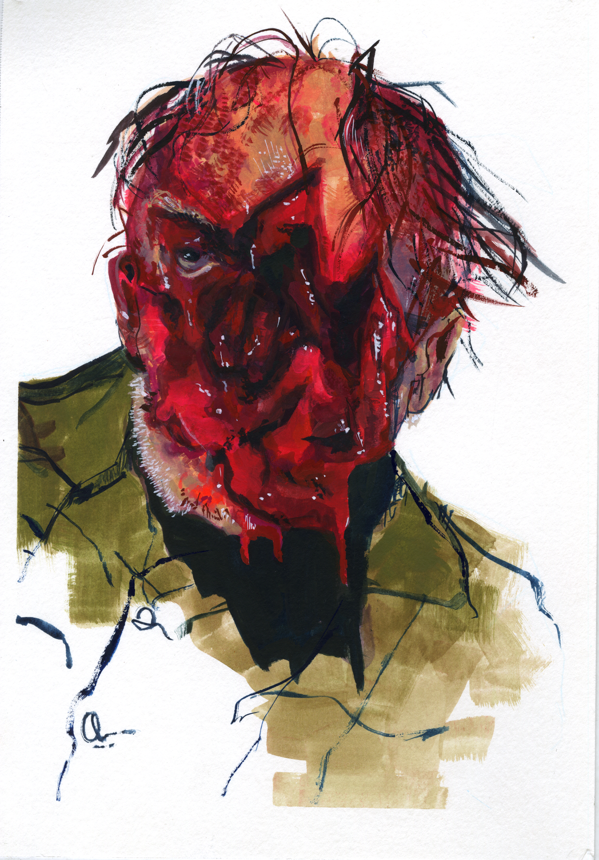 Wes Perkins, gouache on paper, 7" x 10", 2021