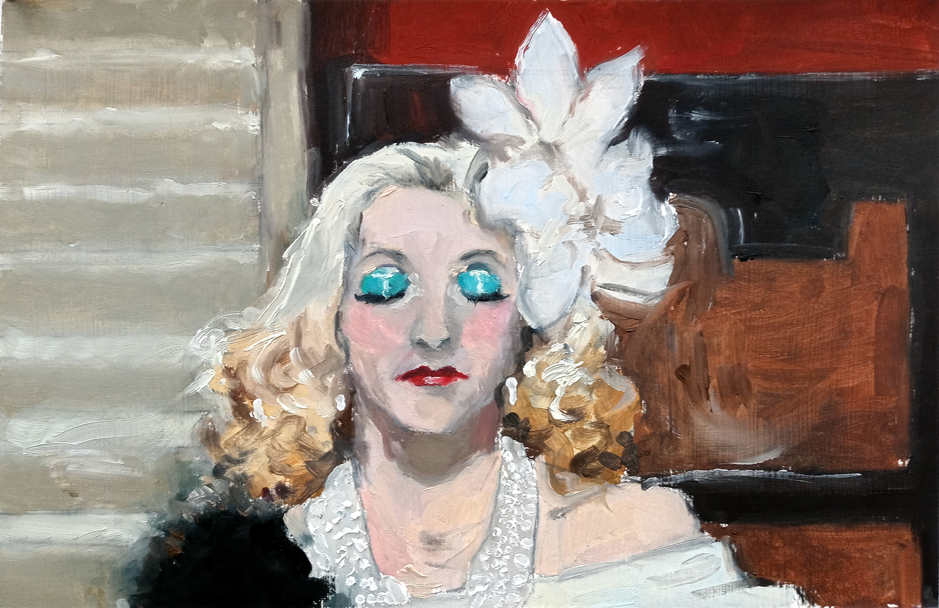 Signora Vaccari, oil on paper, 9” x 6”, 2022 [SOLD]