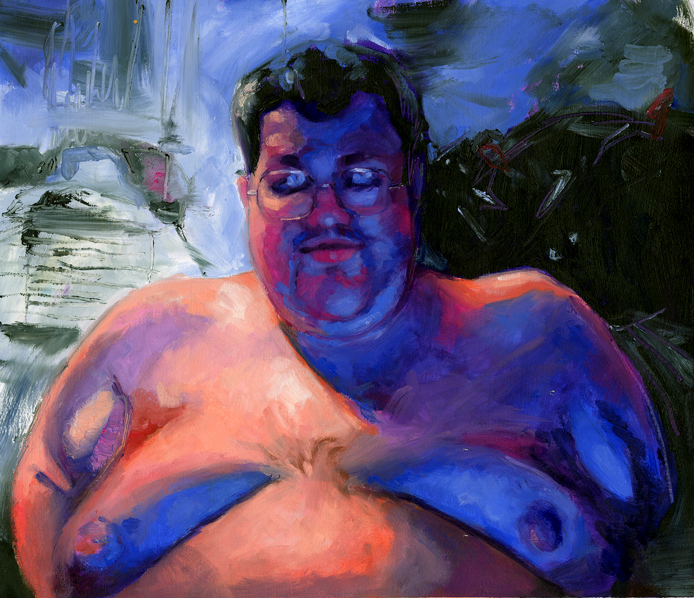 Portrait of a Modern Man, oil on paper, 13.5" x 15.75", 2022