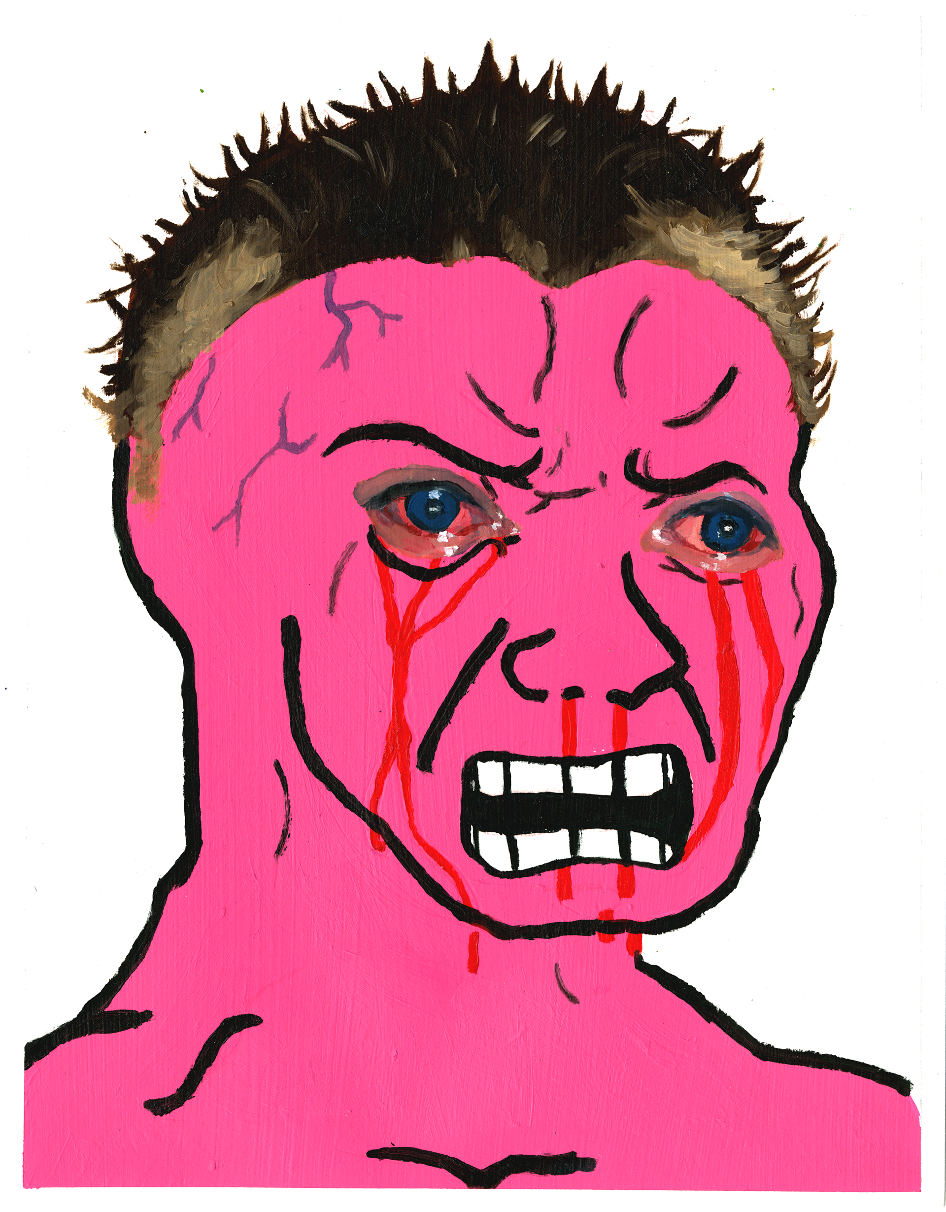 TFW no MFA, oil and acrylic on paper, 8.5" x 11", 2022