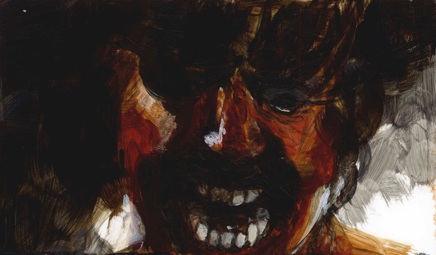 A Serbian Film, 2021, acrylic on yupo, 3" x 4"