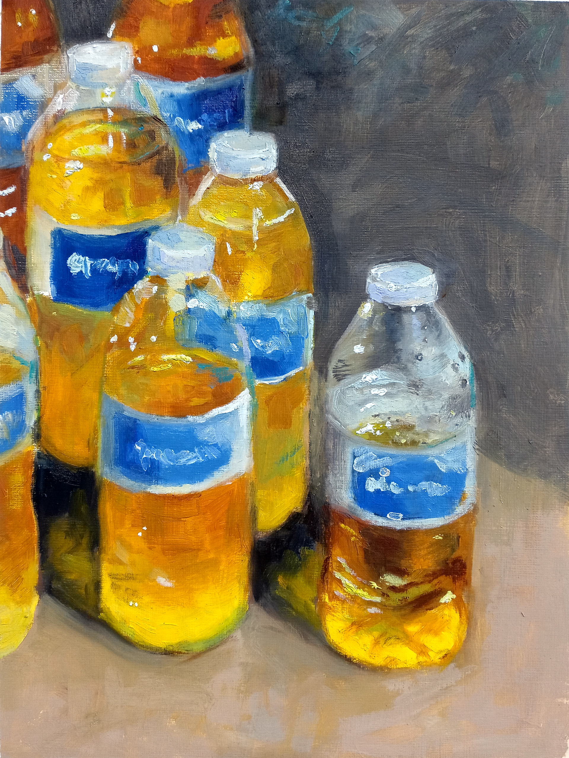 At least he's hydrated, oil on paper, 9" x 12", 2022