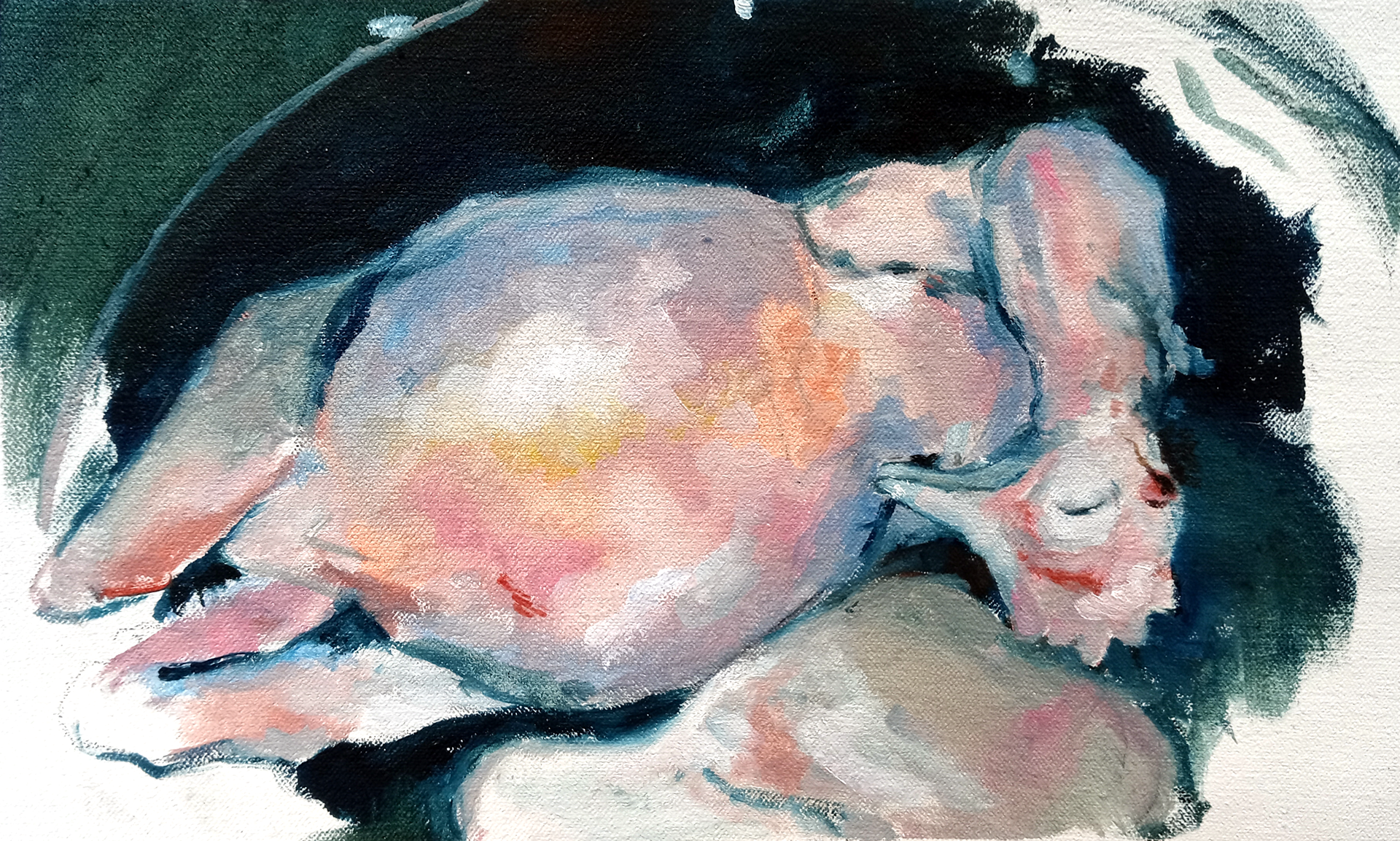 Chicken in a Pot, oil on canvas, 6" x 8", 2021