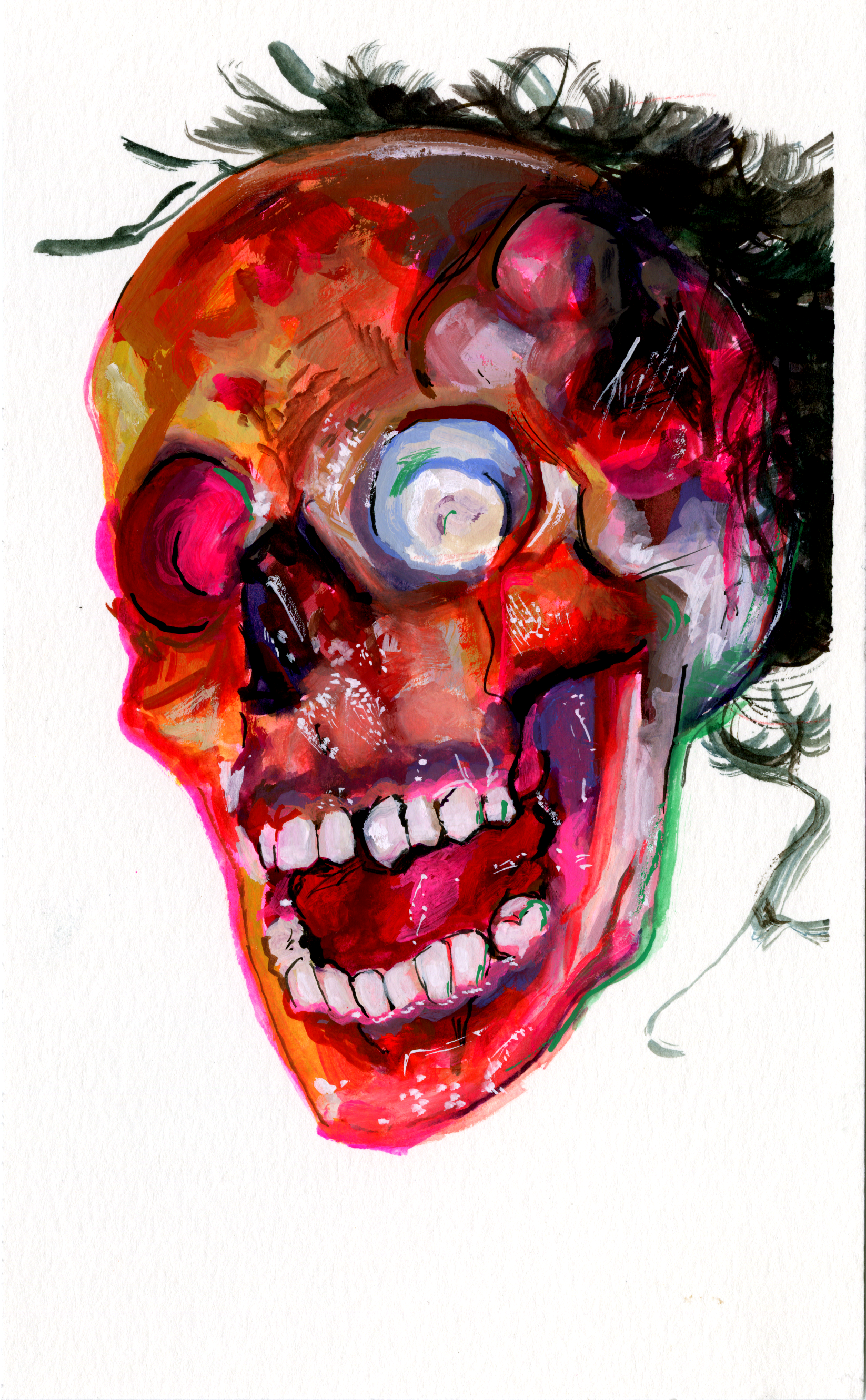 Memento Mori 3, gouache on paper, 5.5" x 9", 2023