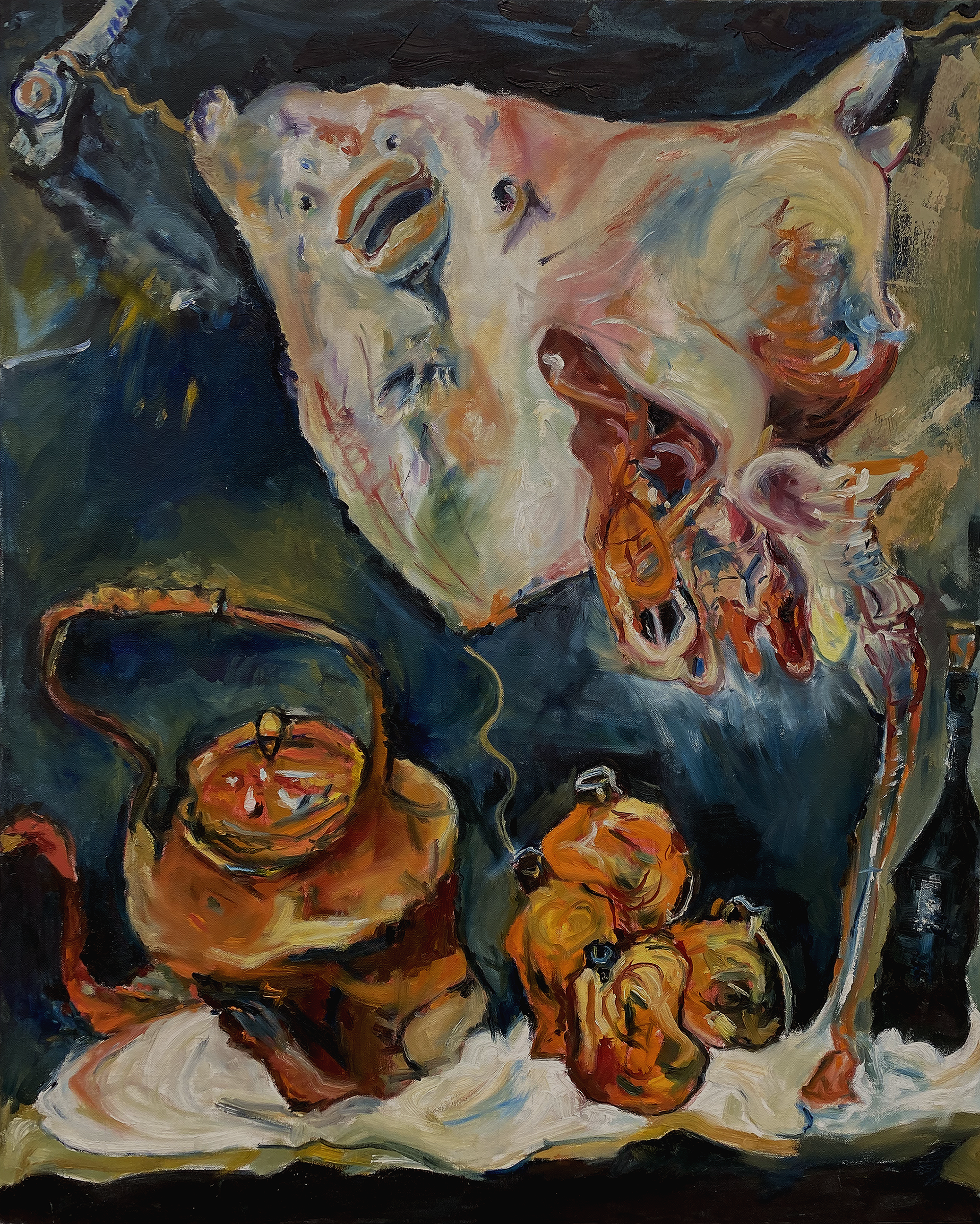 Still Life with Rayfish Mastercopy, oil on canvas, 32" x 25", 2020