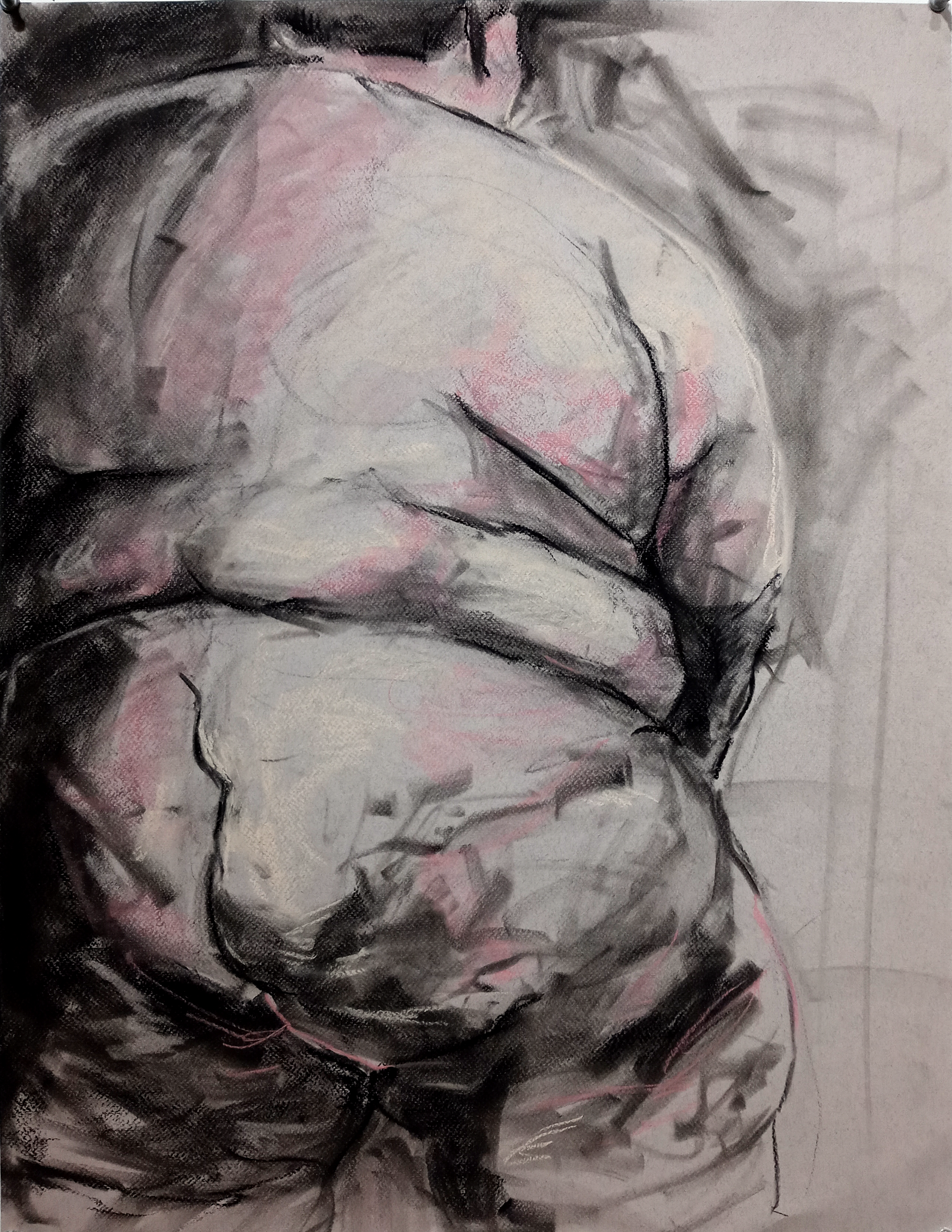 Large Figure 2, 2021, charcoal on toned paper, 18" x 24"