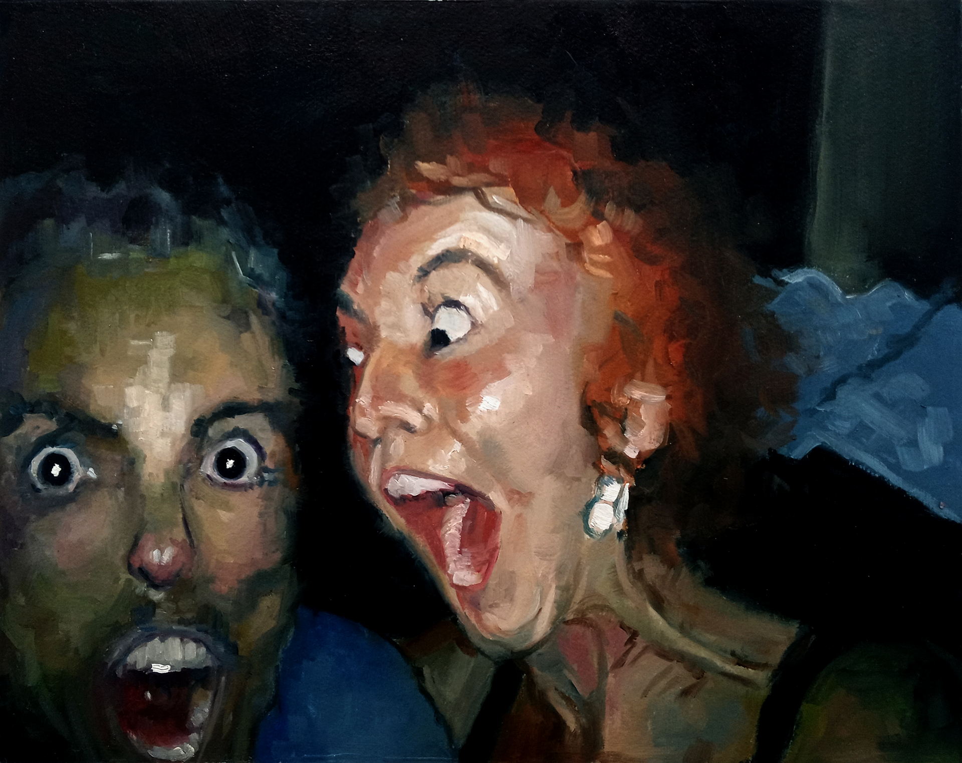 Selfie, oil on paper mounted on panel, 11" x 14", 2022