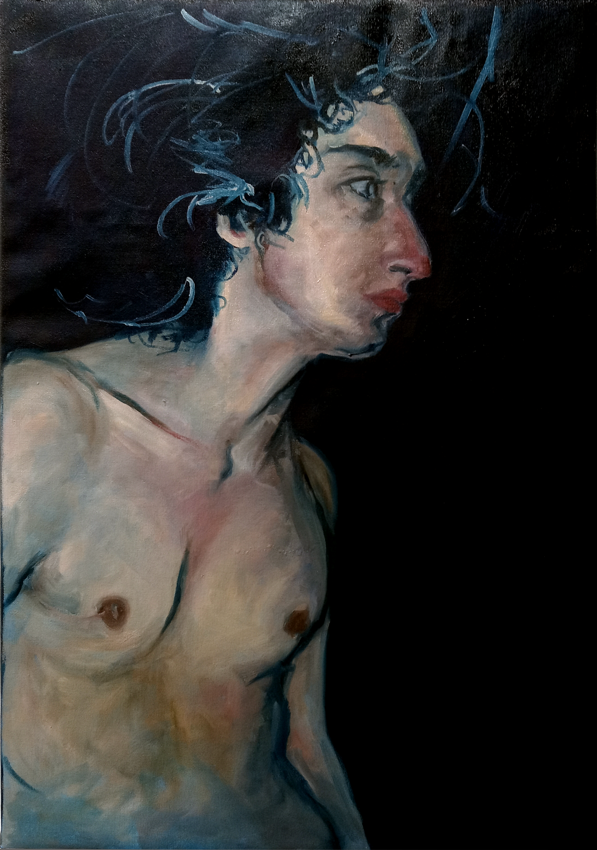 Self portrait (again), oil on canvas, 20" x 30", 2022