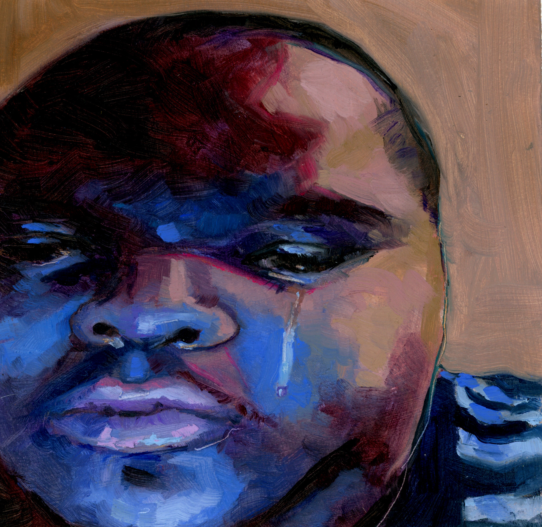 Crying rn, oil on paper, 6" x 9", 2024