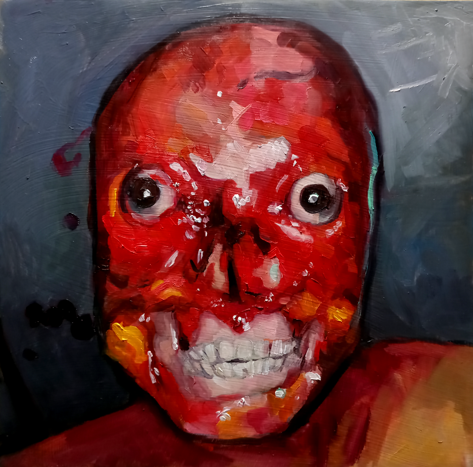 YYEOWCH, oil on panel, 8" x 8", 2023