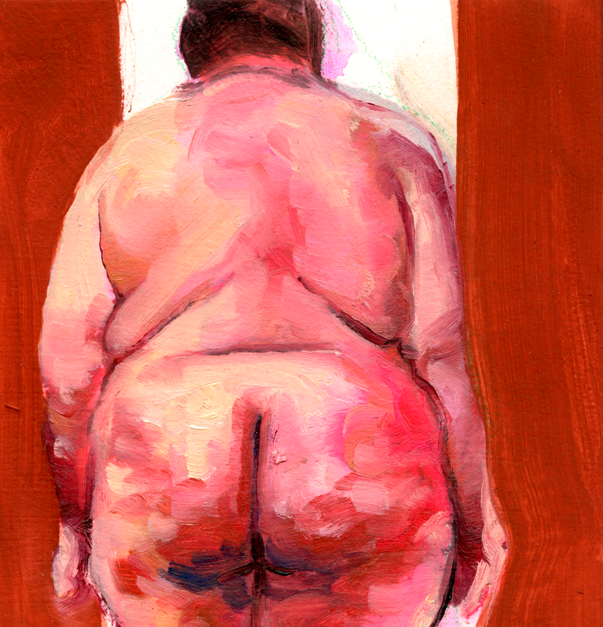 Caked up substantial, oil on paper, 4.5" x 4", 2023