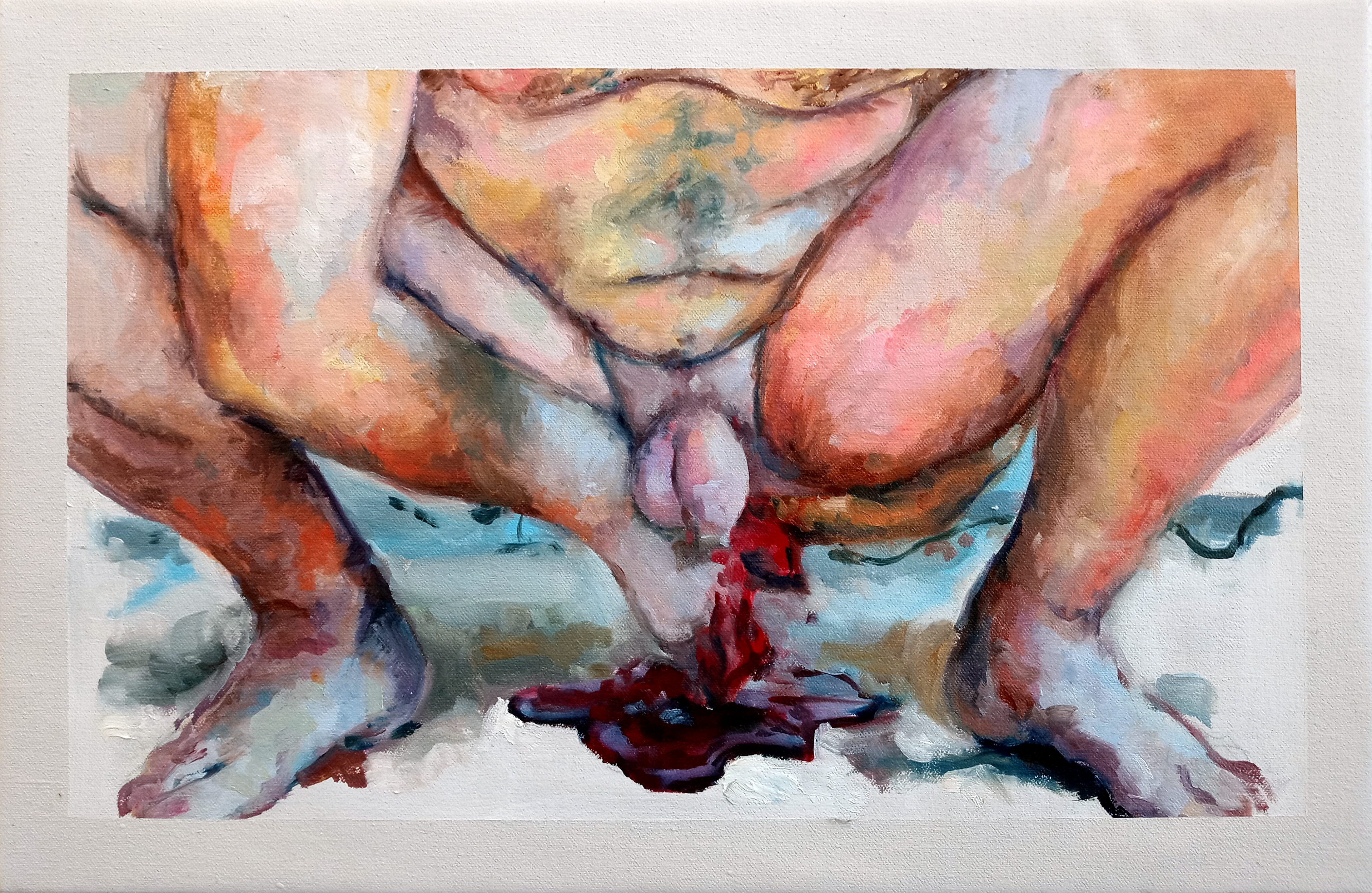One Man One Jar, 2021, oil on canvas, 11" x 17"