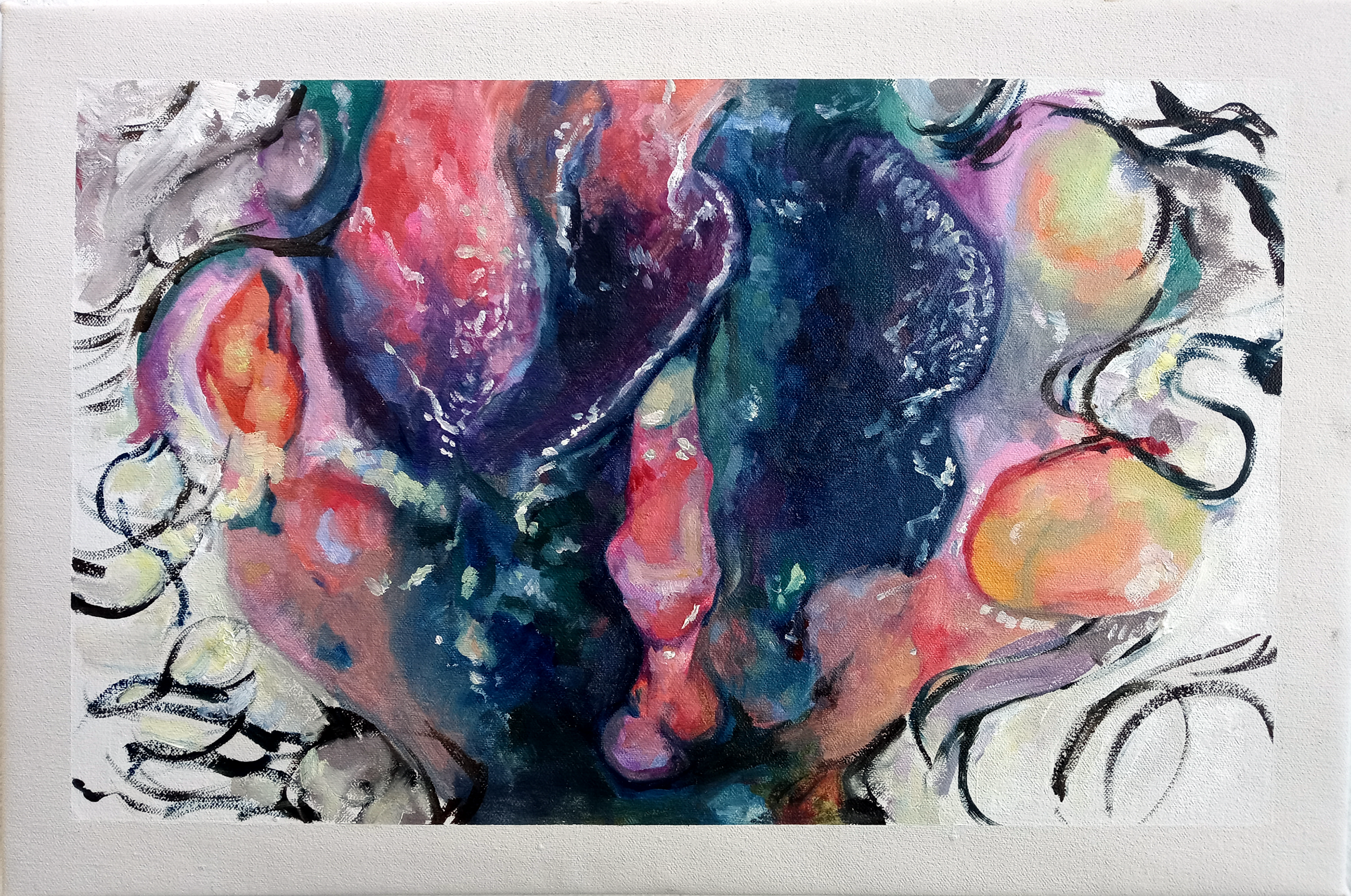Blue Waffle, 2021, oil on canvas, 11" x 17"