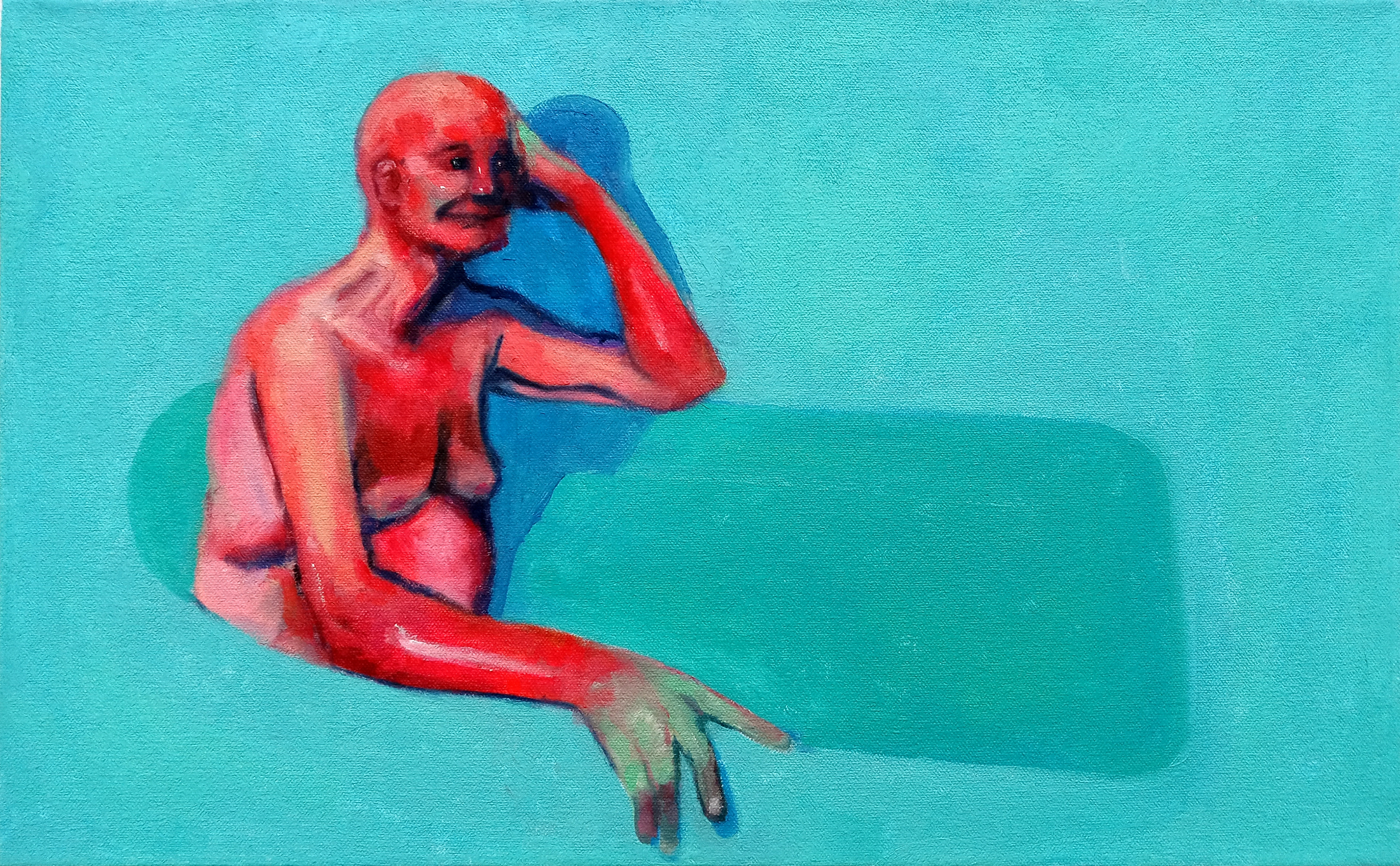 Hot Dog Man, oil on canvas, 11" x 17", 2023