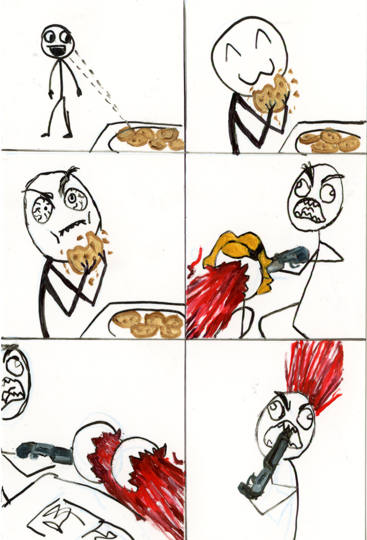 Cookies!!!, oil and micron on yupo, 6" x 4", 2022