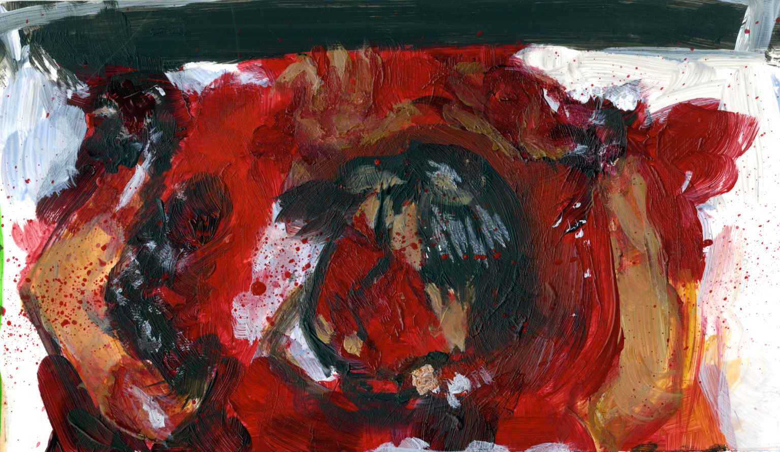 Flowers of Flesh and Blood, acrylic on yupo, 3" x 4", 2021