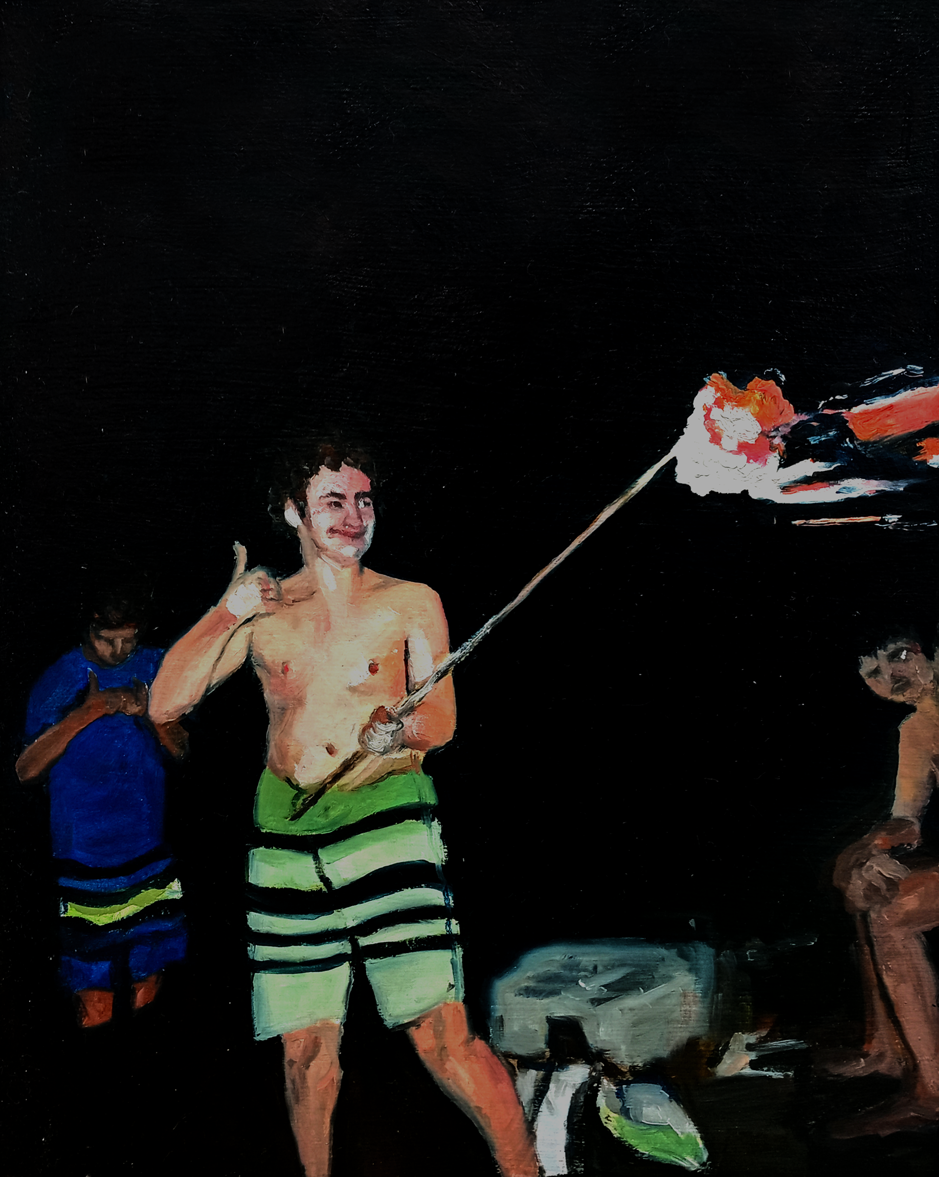 Stick, oil on paper mounted on panel, 11" x 14", 2022