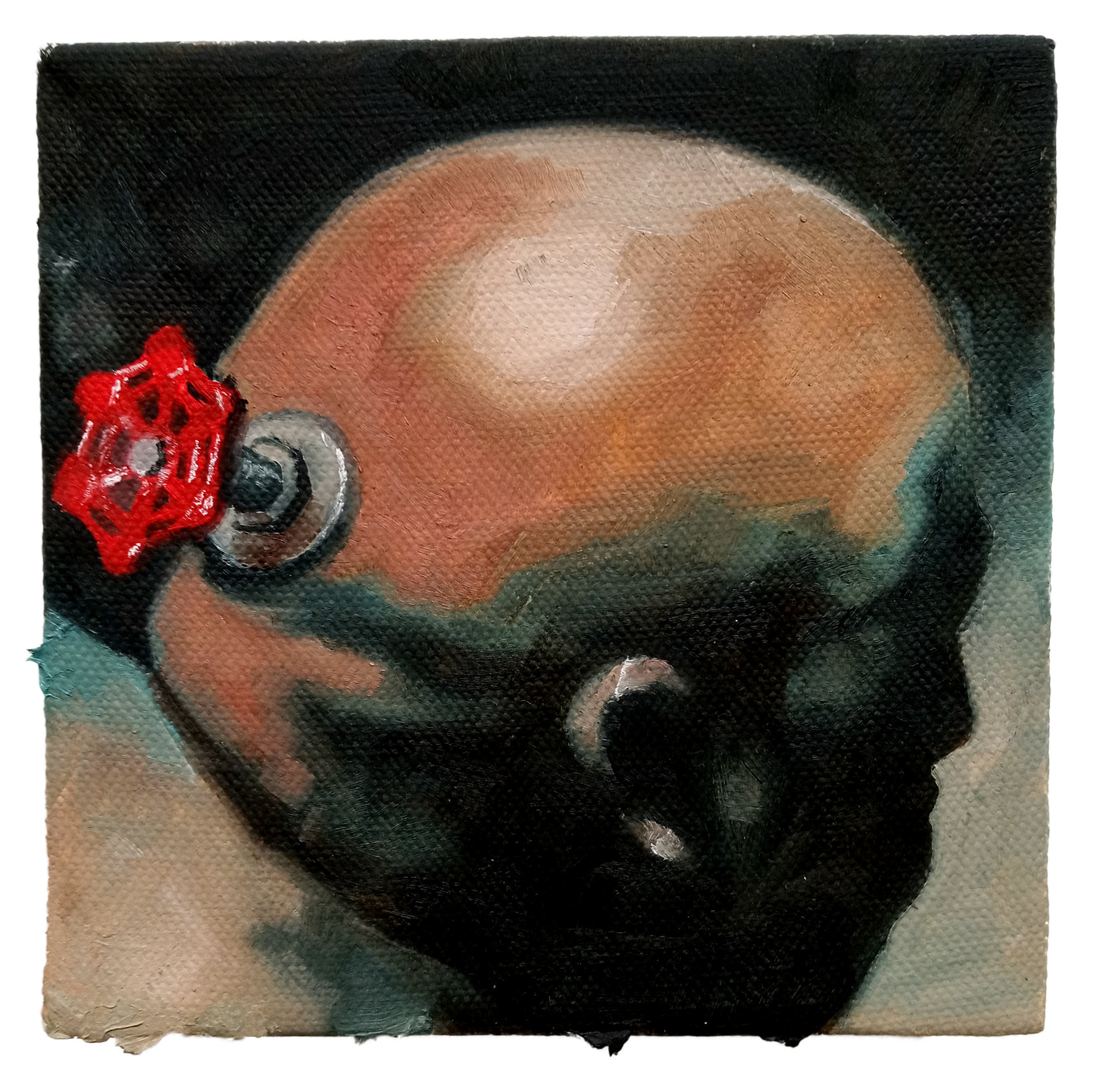 Valve guy, oil on canvas, 5" x 5", 2023