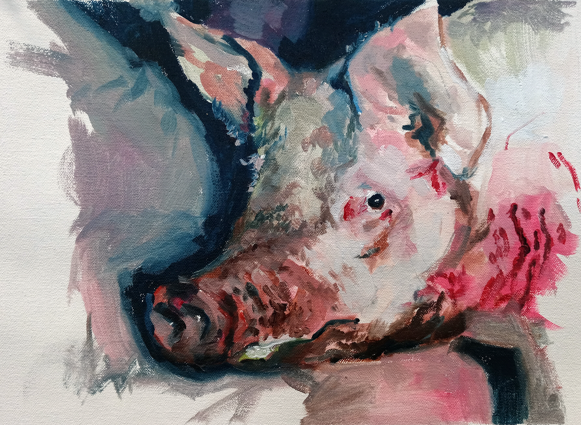 Pig, oil on canvas, 6" x 8", 2021 [SOLD]