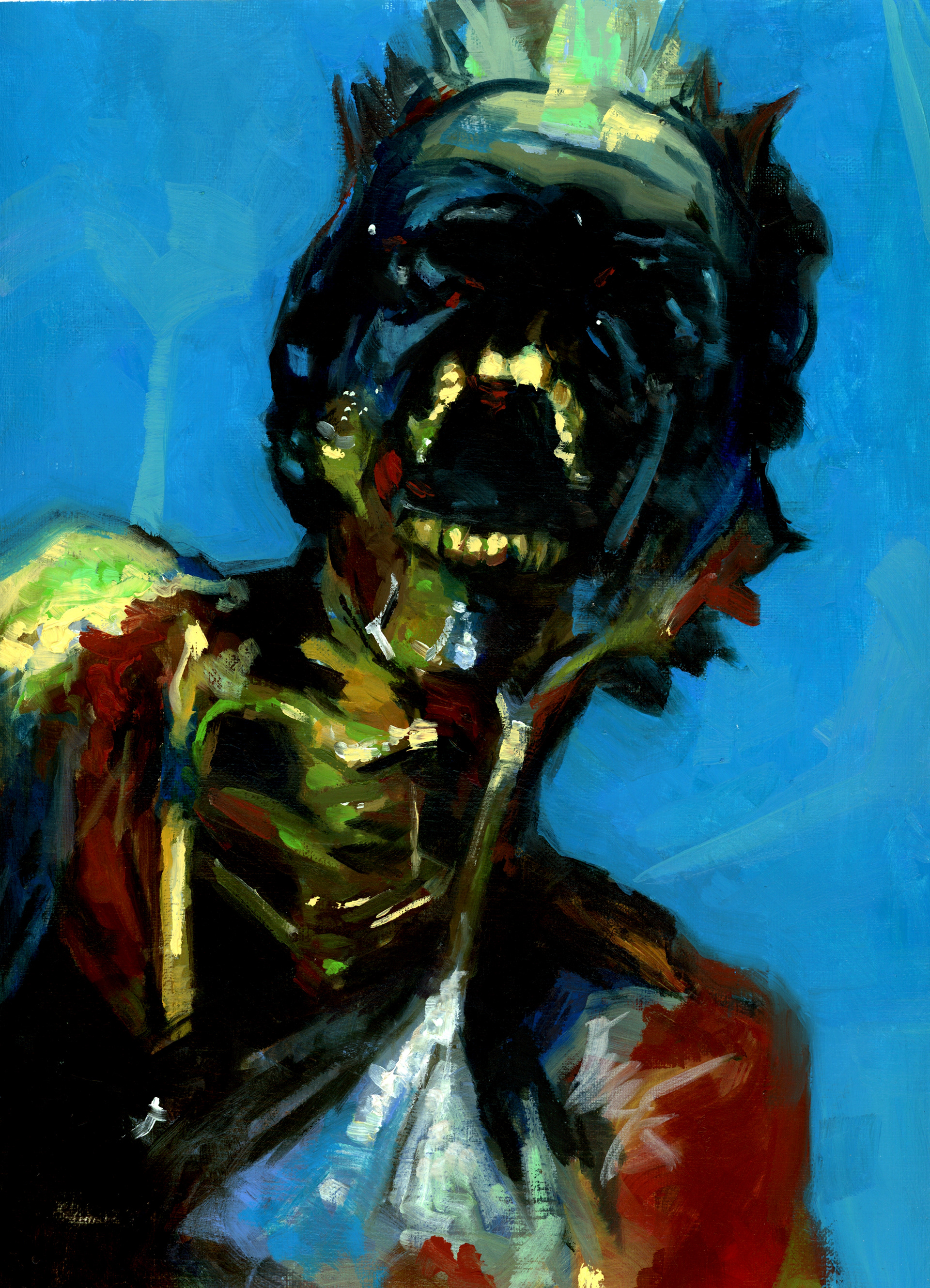 Untitled (corpse), oil on paper, 9" x 12", 2023