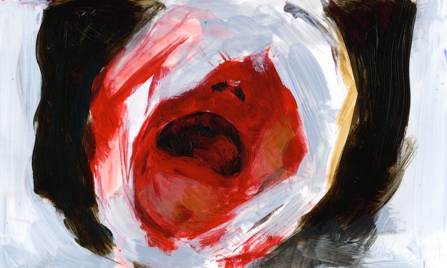 Tumbling Doll of Flesh, 2021, acrylic on yupo, 3" x 4"