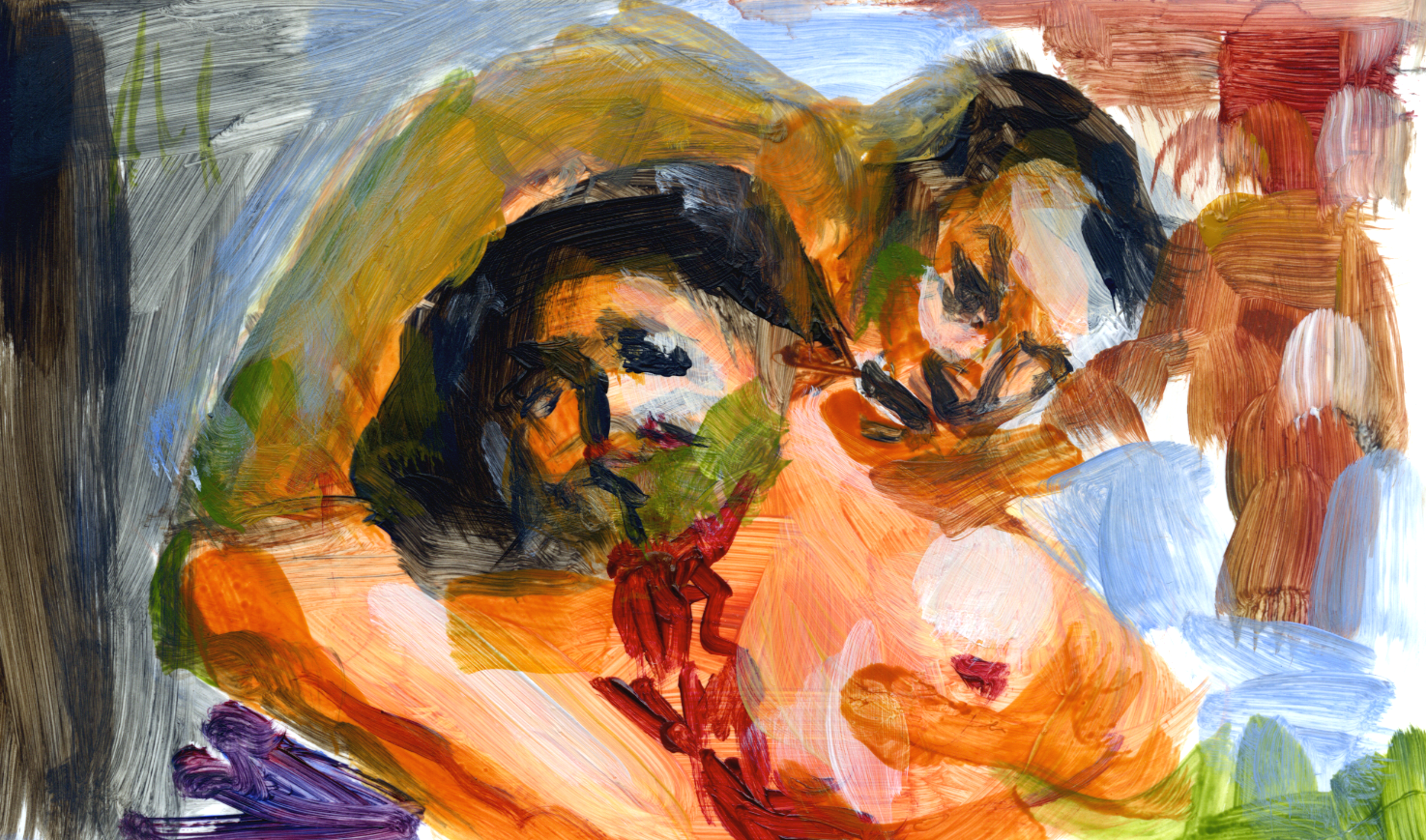 August Underground study #1, acrylic on yupo, 3" x 4", 2021