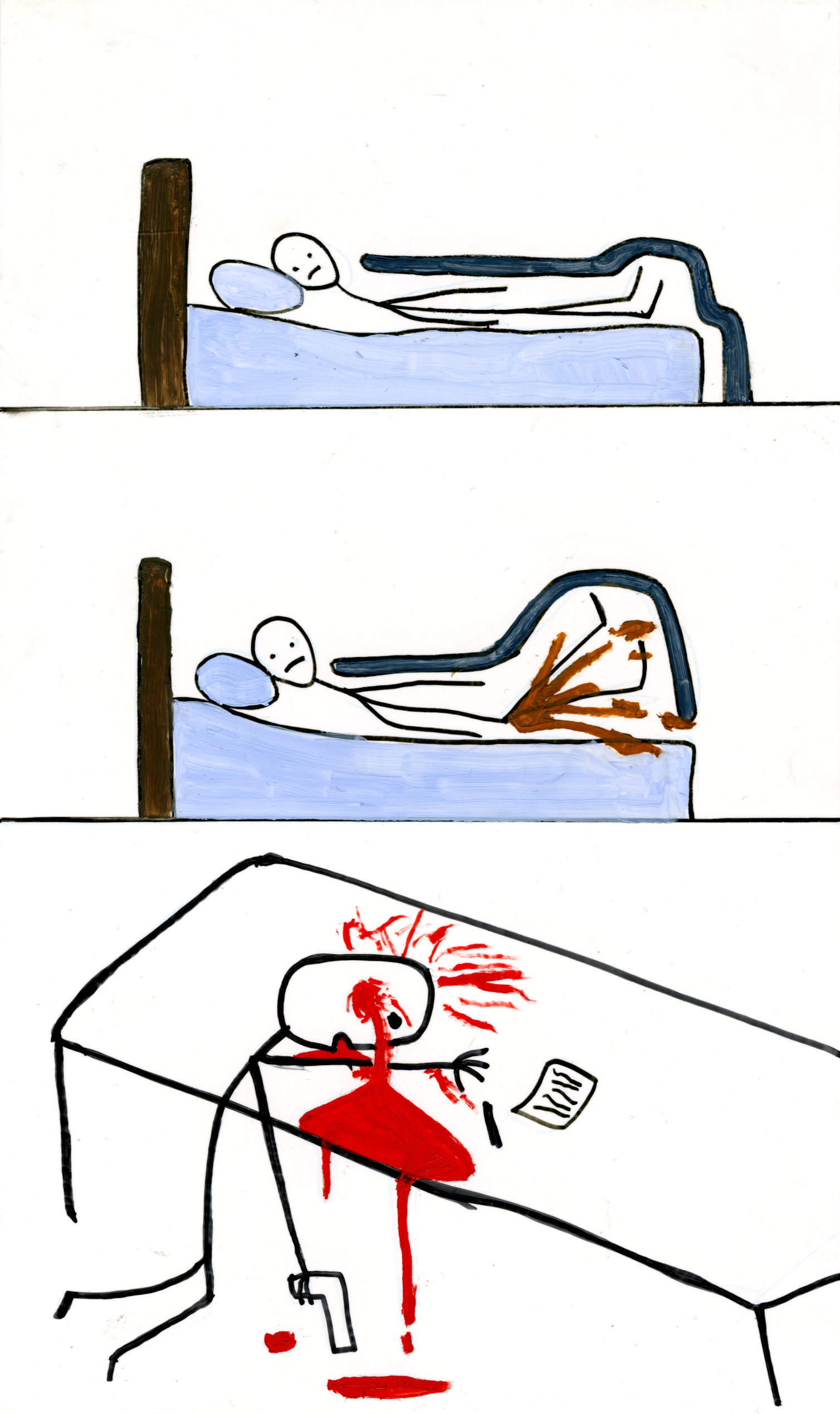 Who else does this?, oil and micron on yupo, 7" x 4", 2022