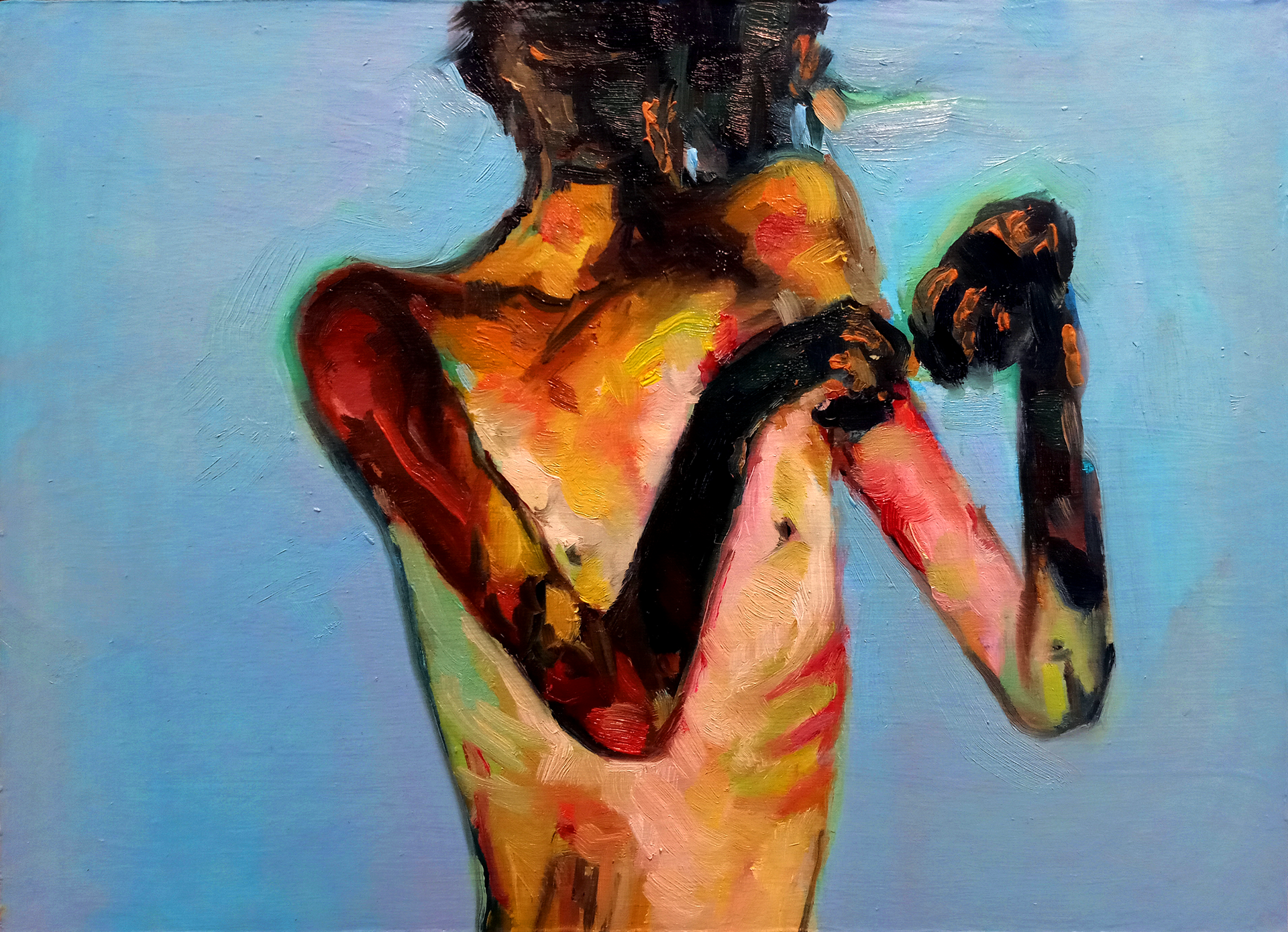 Torso, oil on paper mounted on panel, 5" x 7", 2022