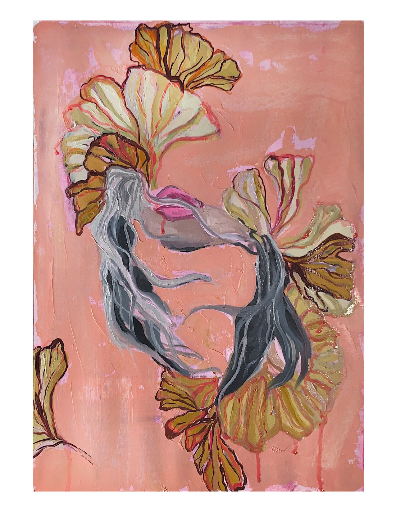 Ginkgo Girl, Oil on paper, 18 x 11 inches