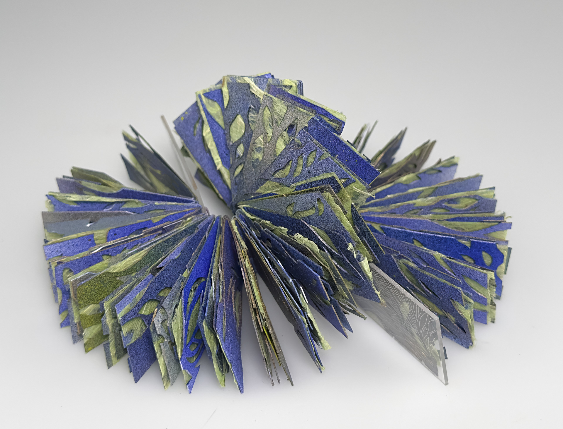 Undercurrent, paper, acrylic, waxed thread, 7.75 x 2 x 1 inches, 2024