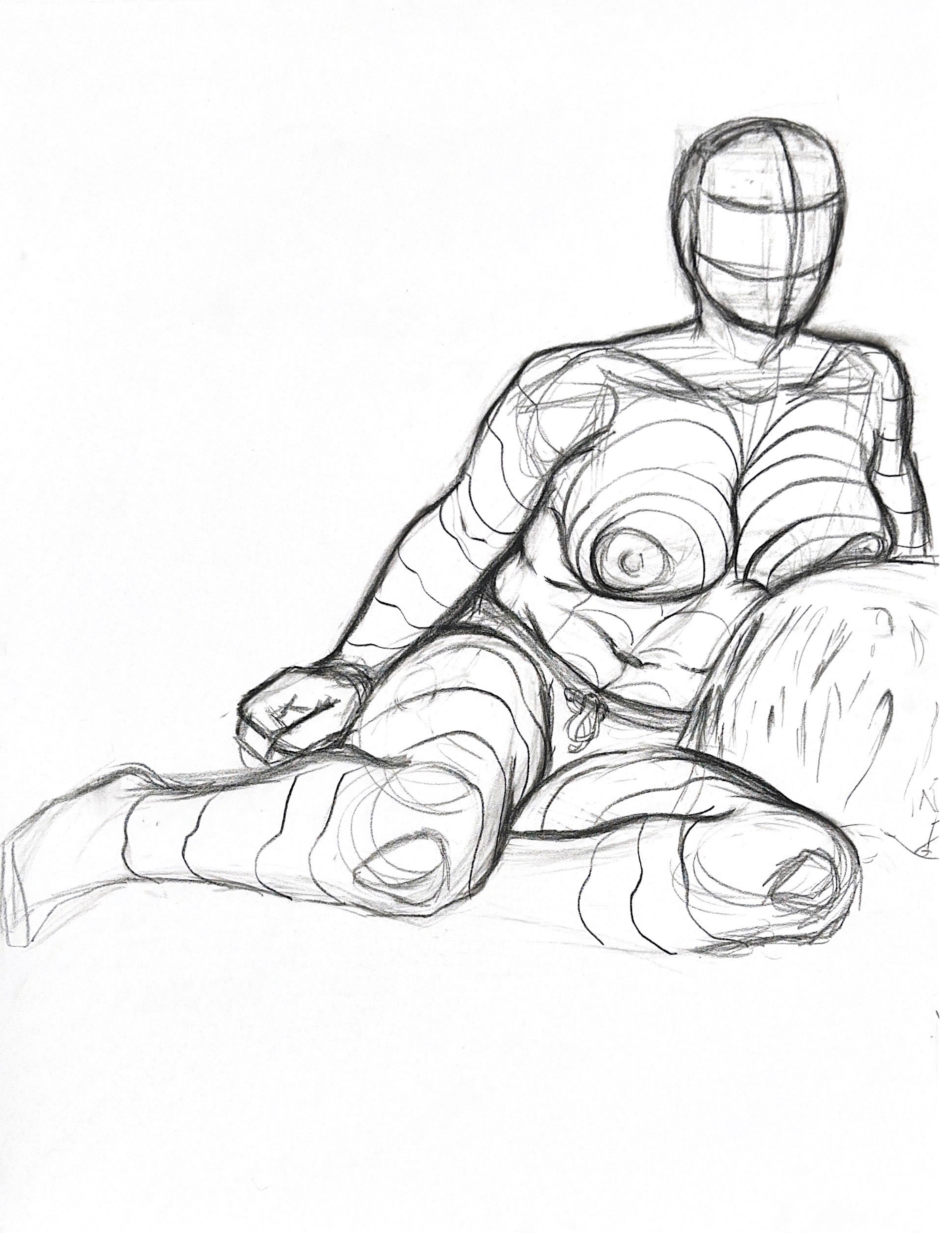 30 Minute Drawing, Conte on 90 lb drawing paper, 18x24"