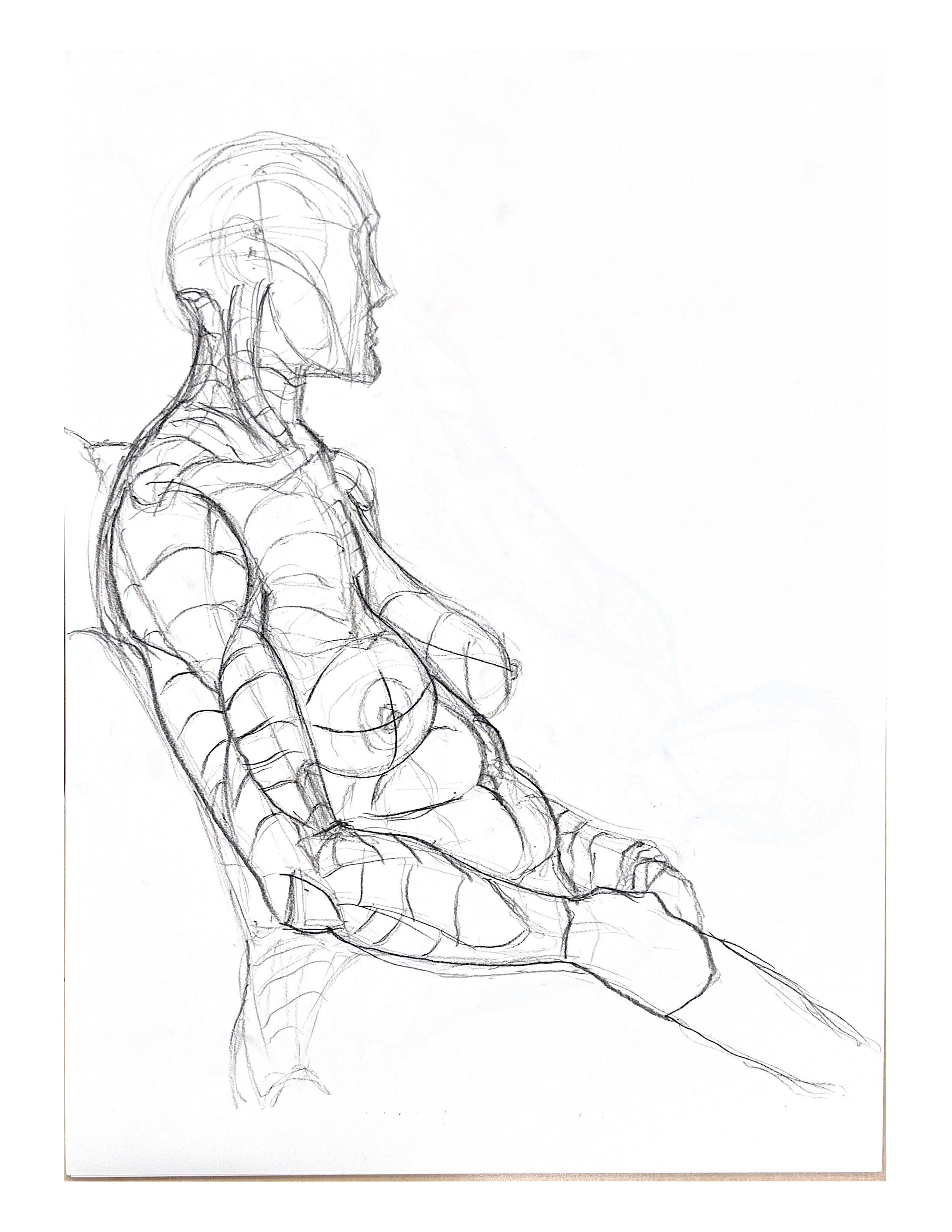 30 Minute Drawing, Conte on 90 lb drawing paper, 18x24"