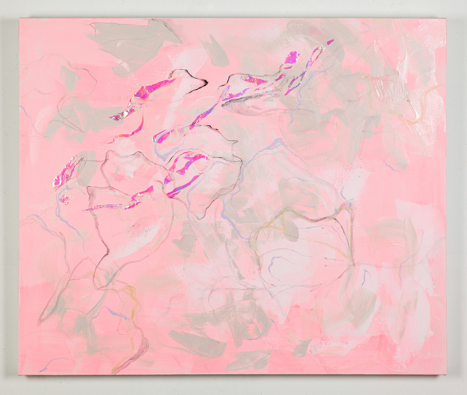 Beloved Beautiful, Acrylic and Cellophane on Canvas, 30 x 36 inches