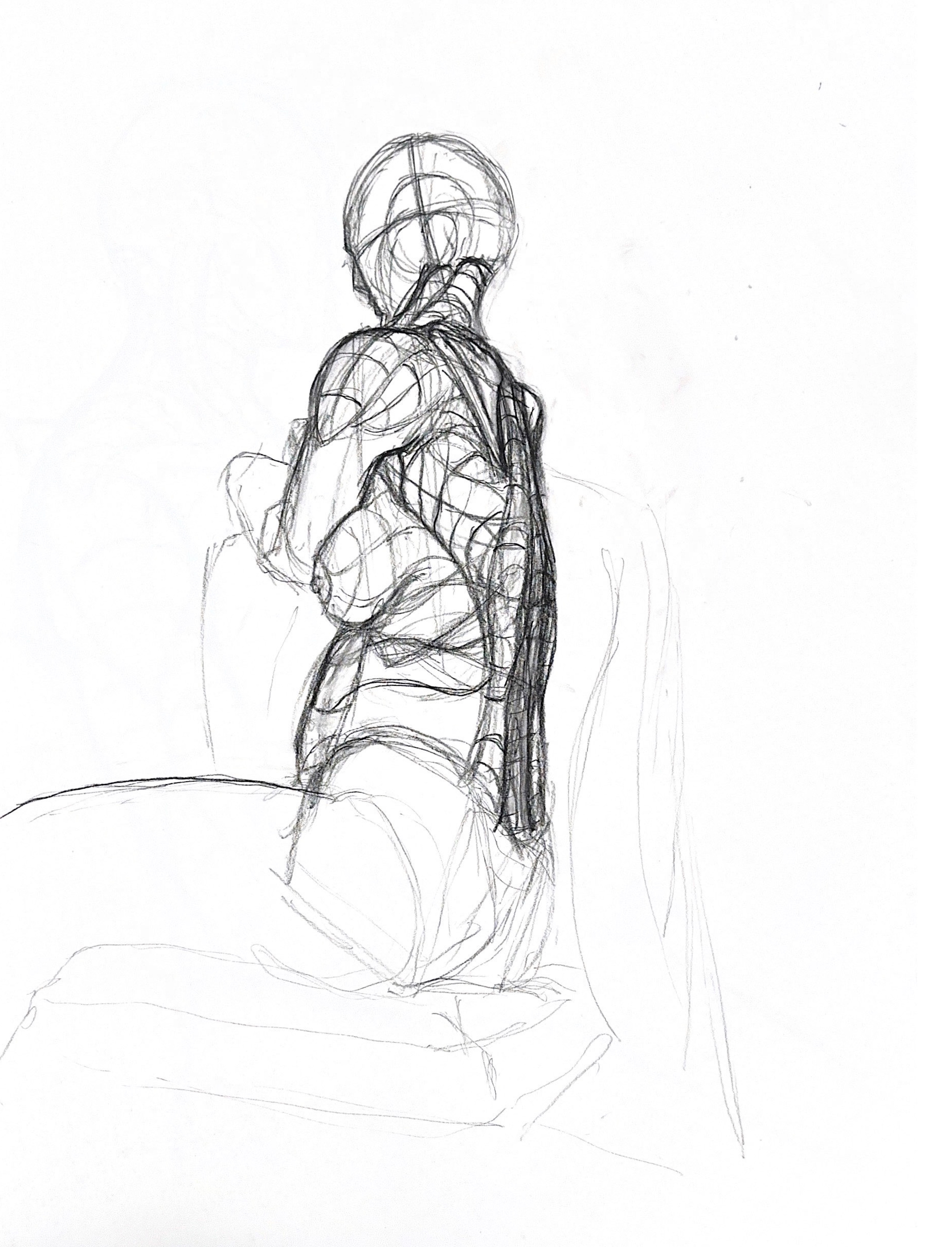 30 Minute Drawing, Conte on 90 lb drawing paper, 18x24"