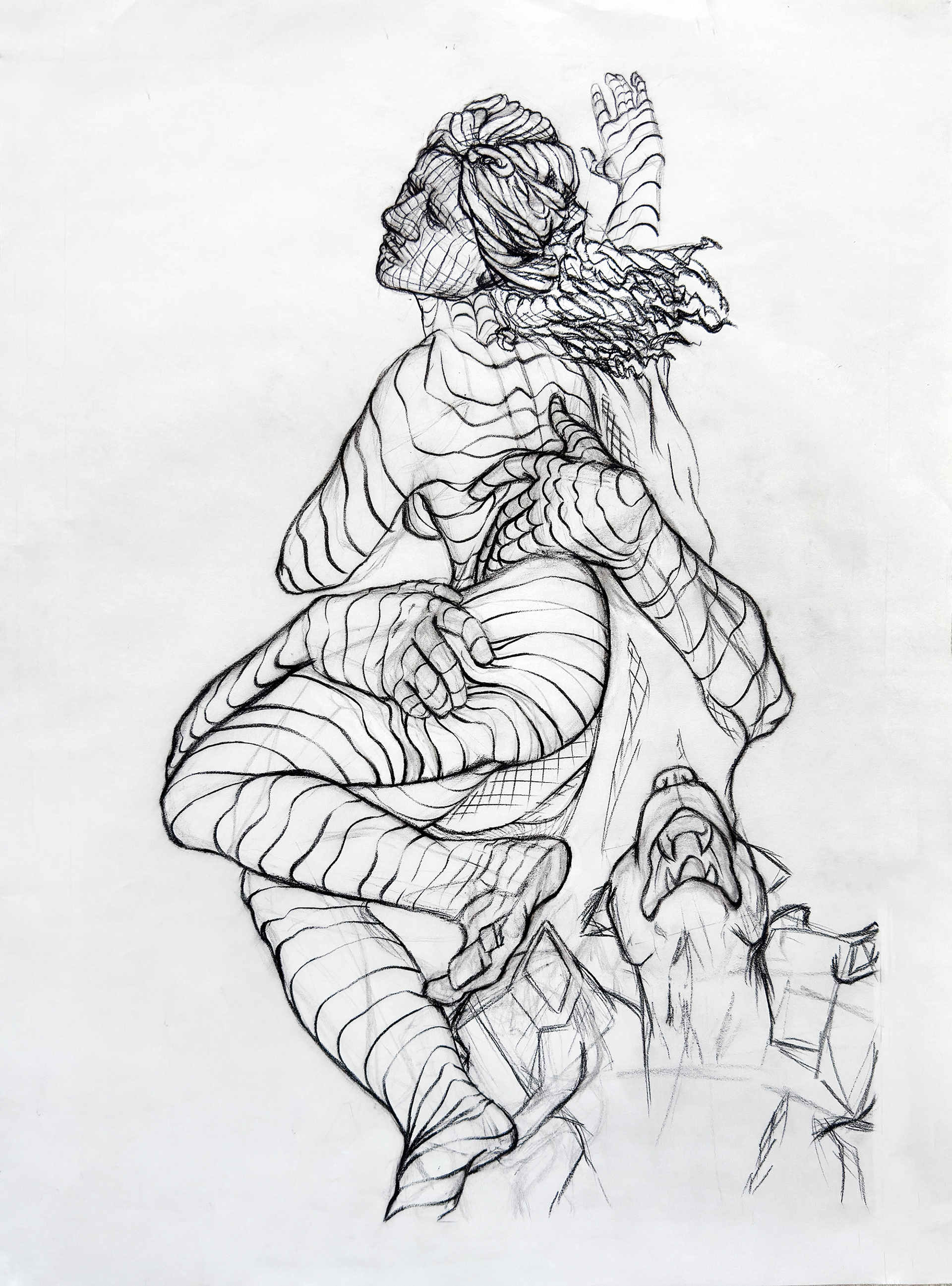 Reshaping Tradition Project: Conte on 90 lb Drawing Paper