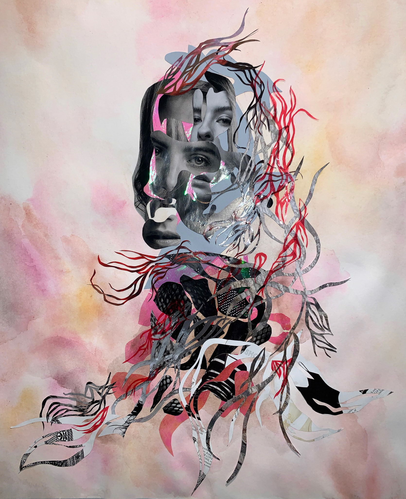 Dancing With Alluring Attraction Series , Collage, 28 x 21”