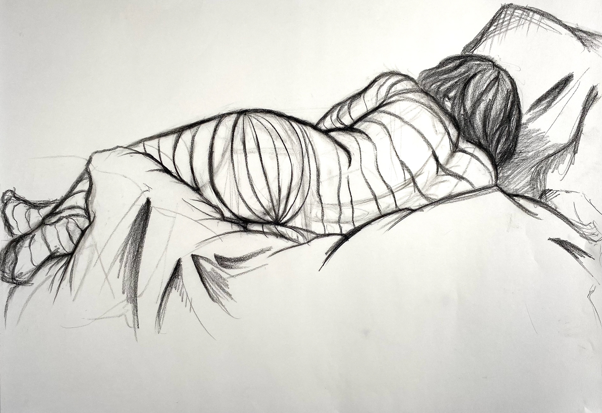 30 Minute Drawing, Conte on 90 lb drawing paper, 18x24"