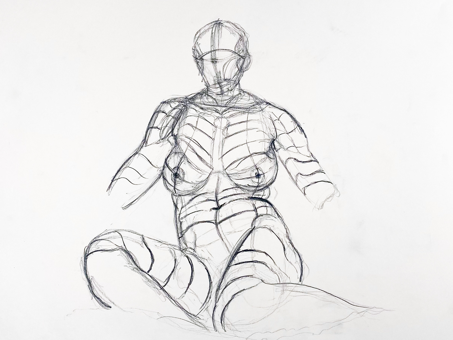 60 Minute Drawing, Conte on 90 lb drawing paper, 18x24"