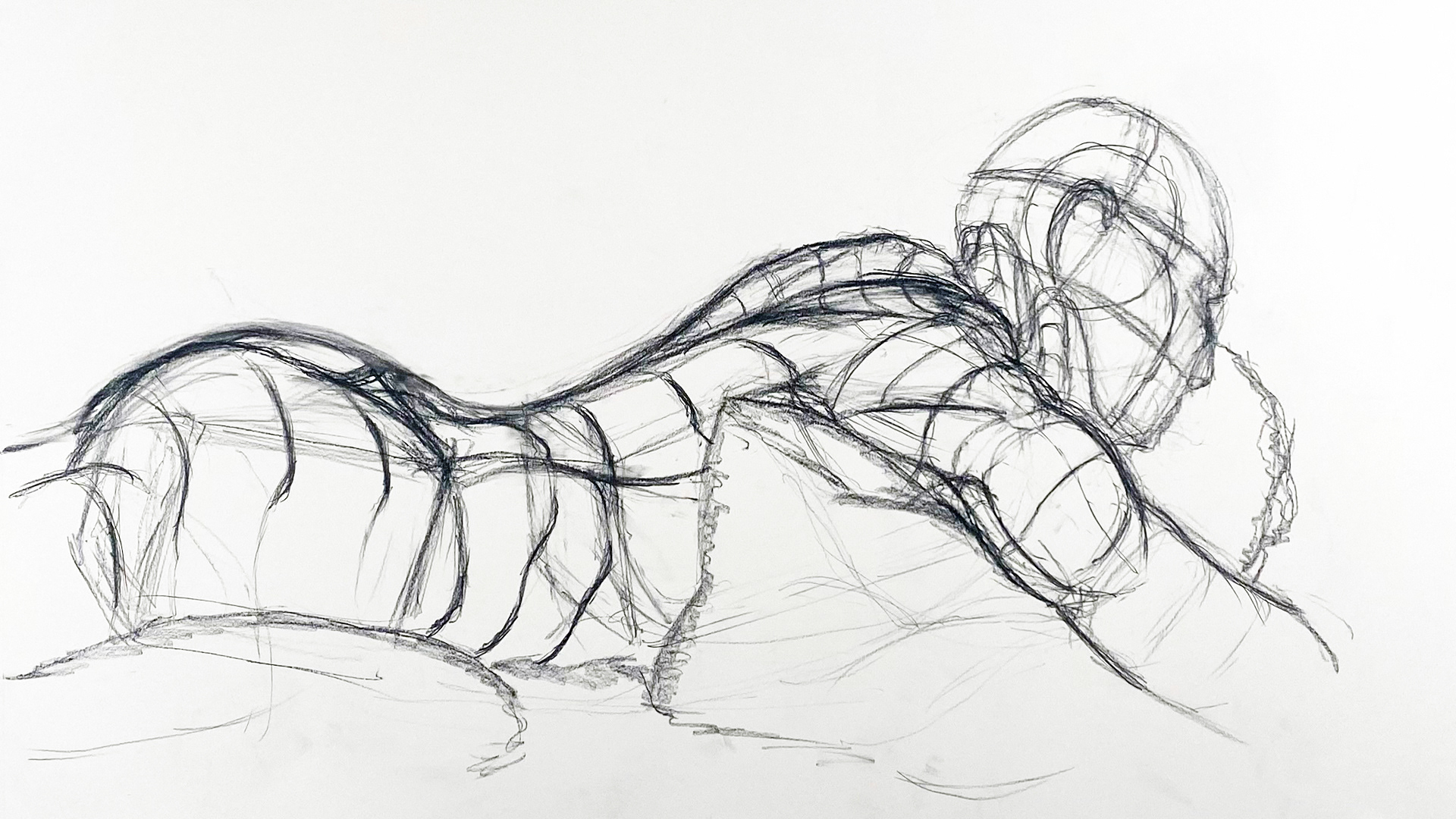 20 Minute Drawing, Conte on 90 lb drawing paper, 18x24"