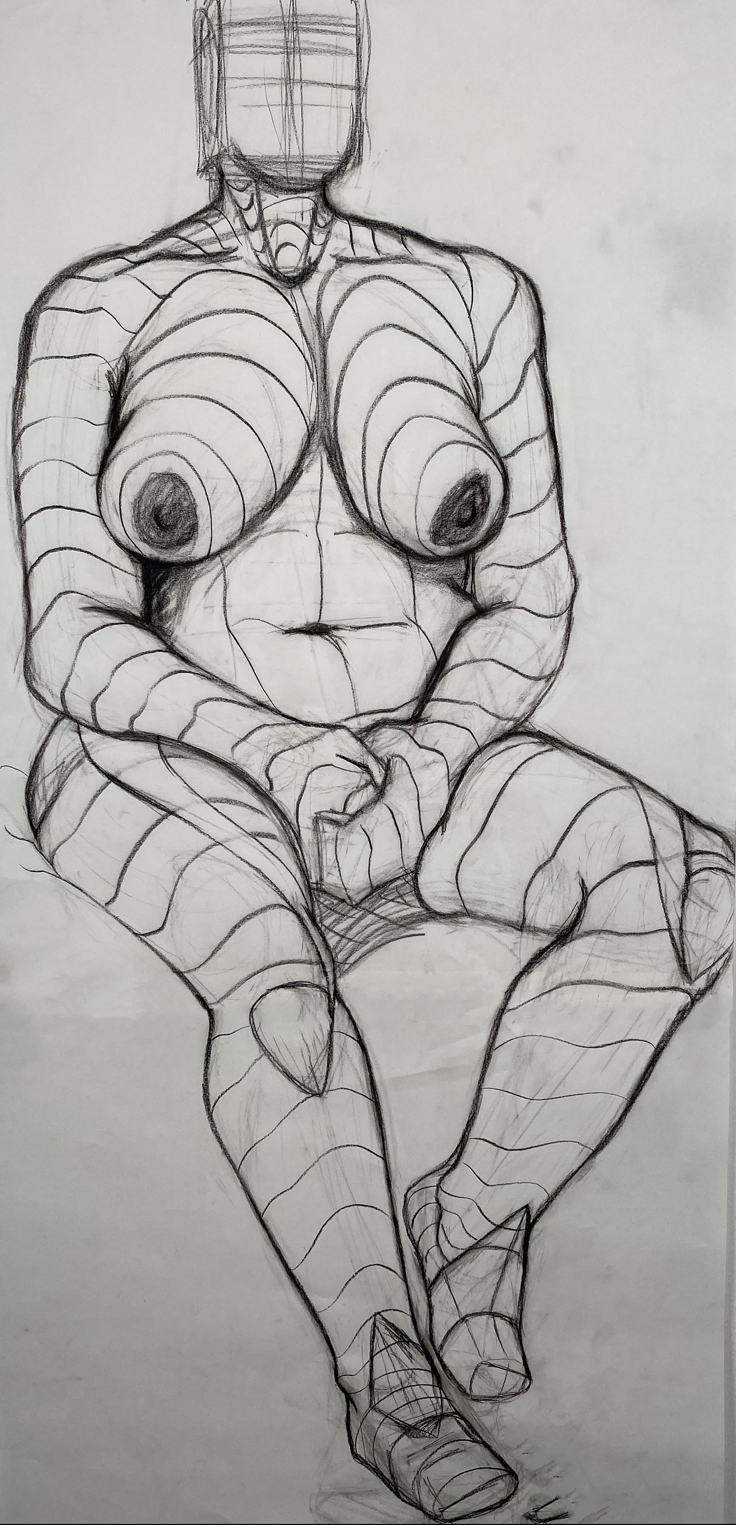 30 Minute Drawing, Conte on 90 lb drawing paper, 18x24"