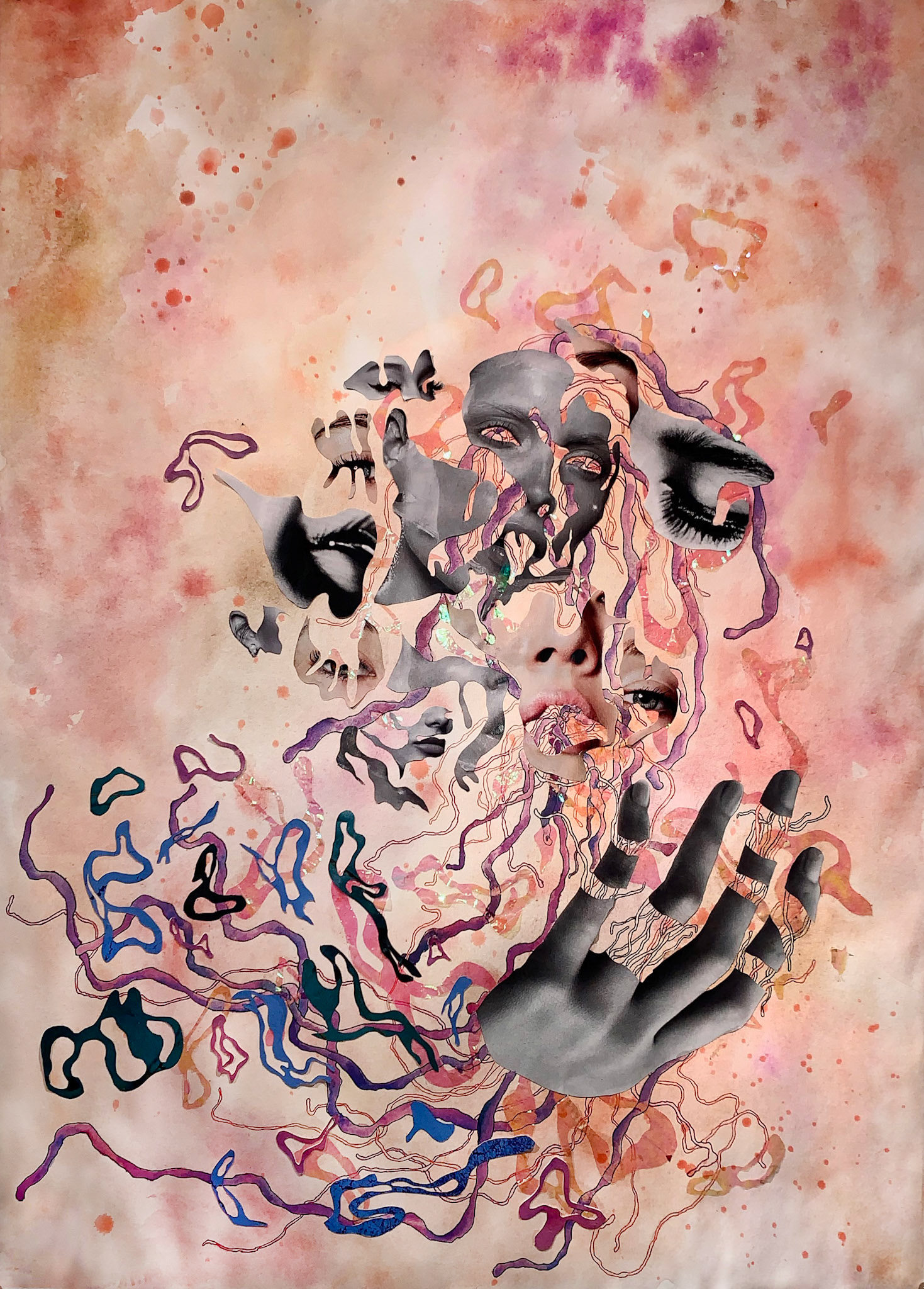 Dancing With Alluring Attraction Series , Collage, 28 x 21”