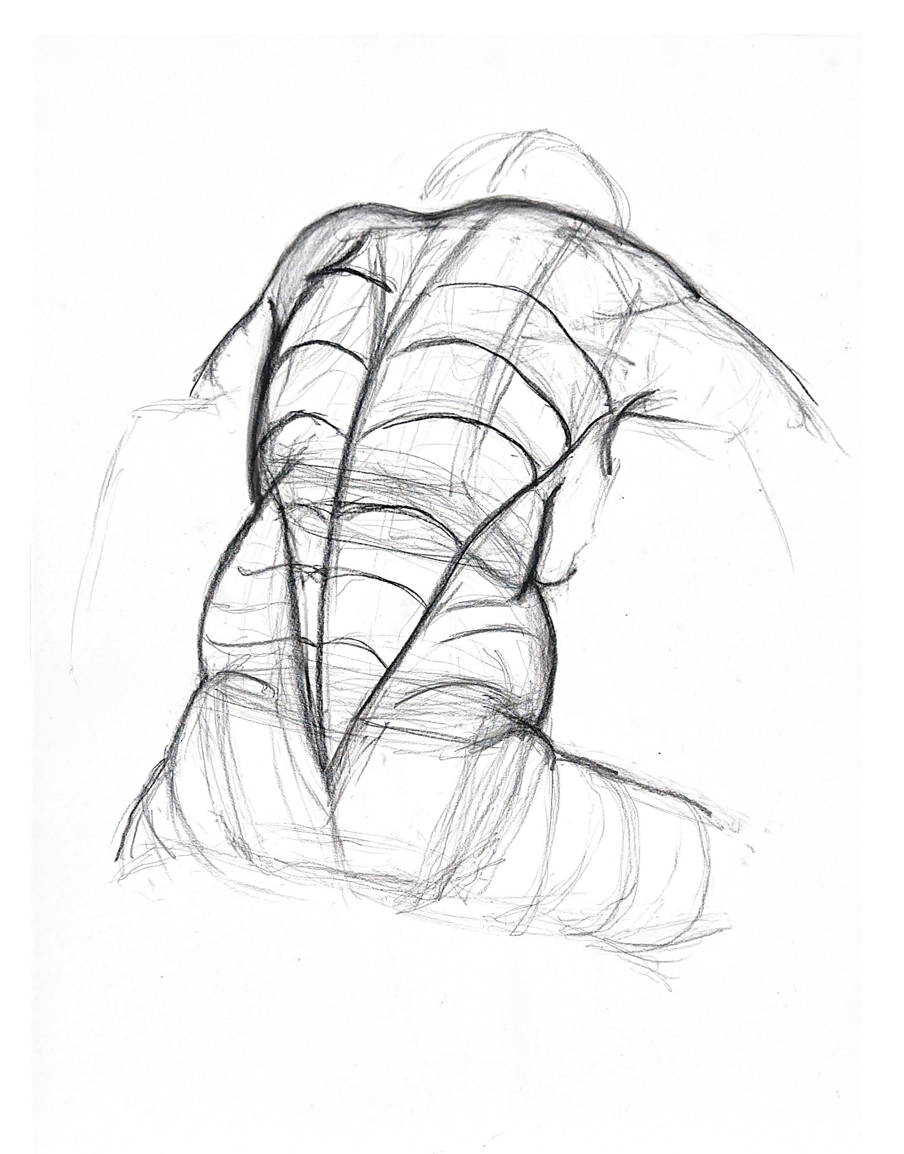 30 Minute Drawing, Conte on 90 lb drawing paper, 18x24"